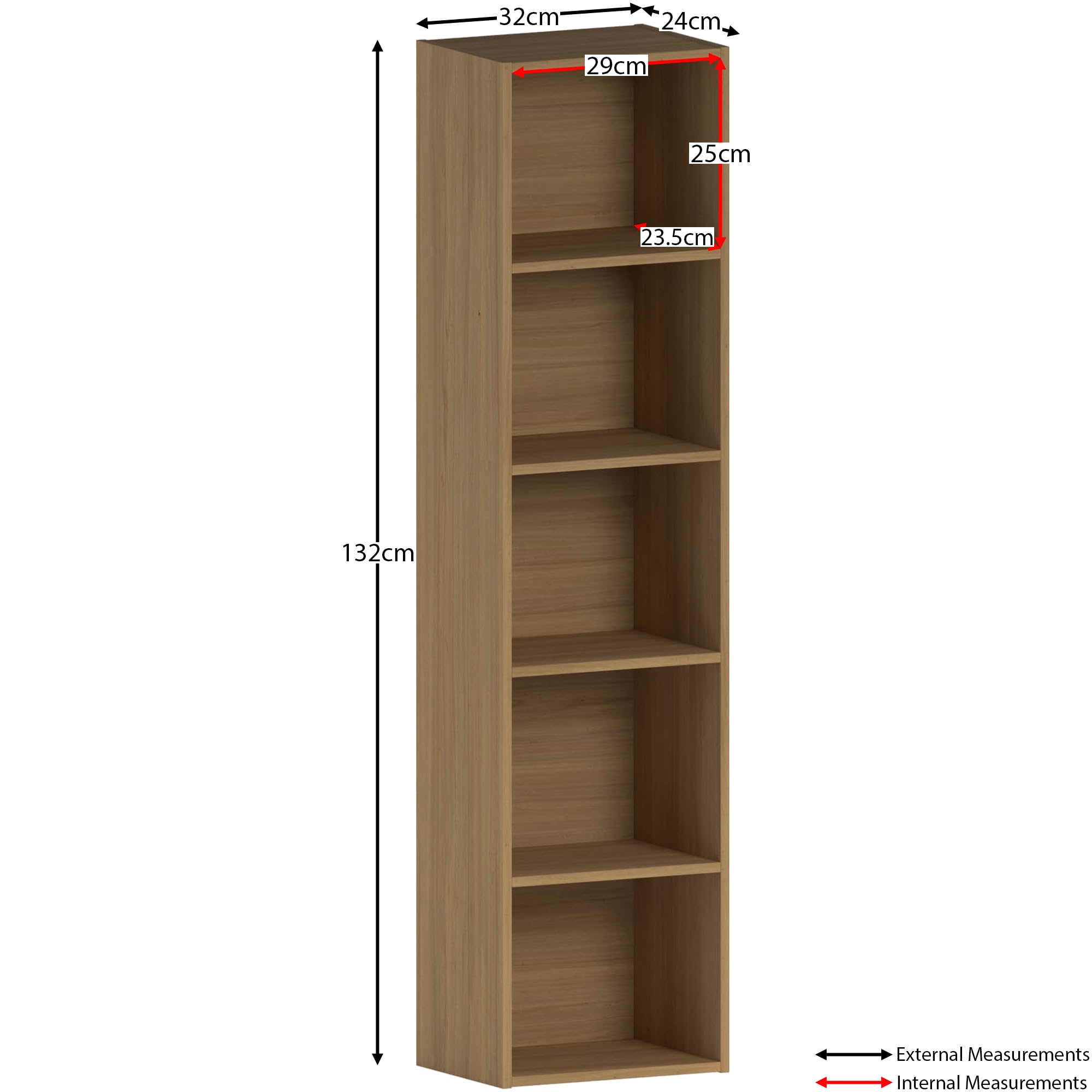 Vida Designs Oxford 5 Tier Cube Bookcase - Oak Wood Shelving | Sturdy Construction | H 132 x W 32 x D 24 cm 3