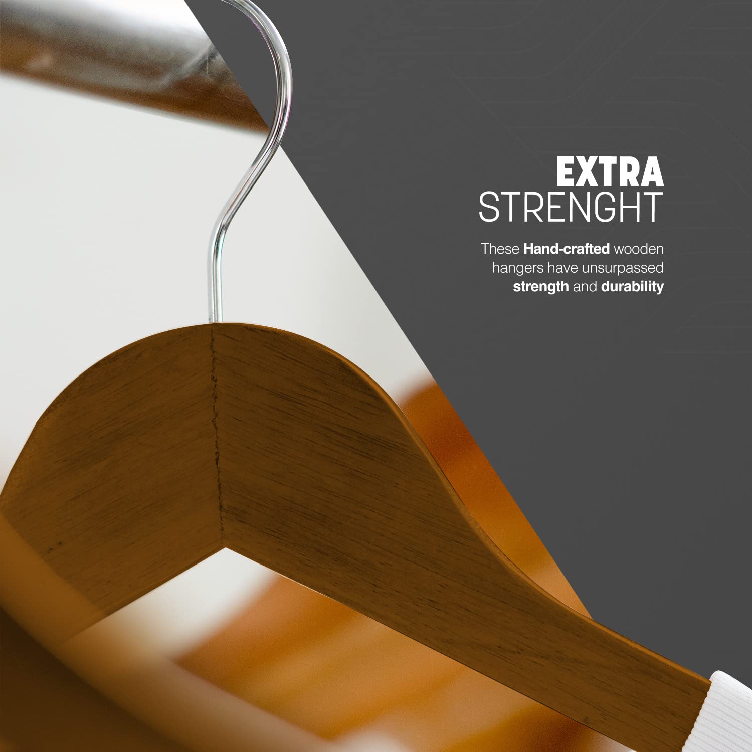 KEPLIN Strong Walnut Wood Hangers with 360° Rotatable Hook - 20 Pack | Contoured Shoulder 5