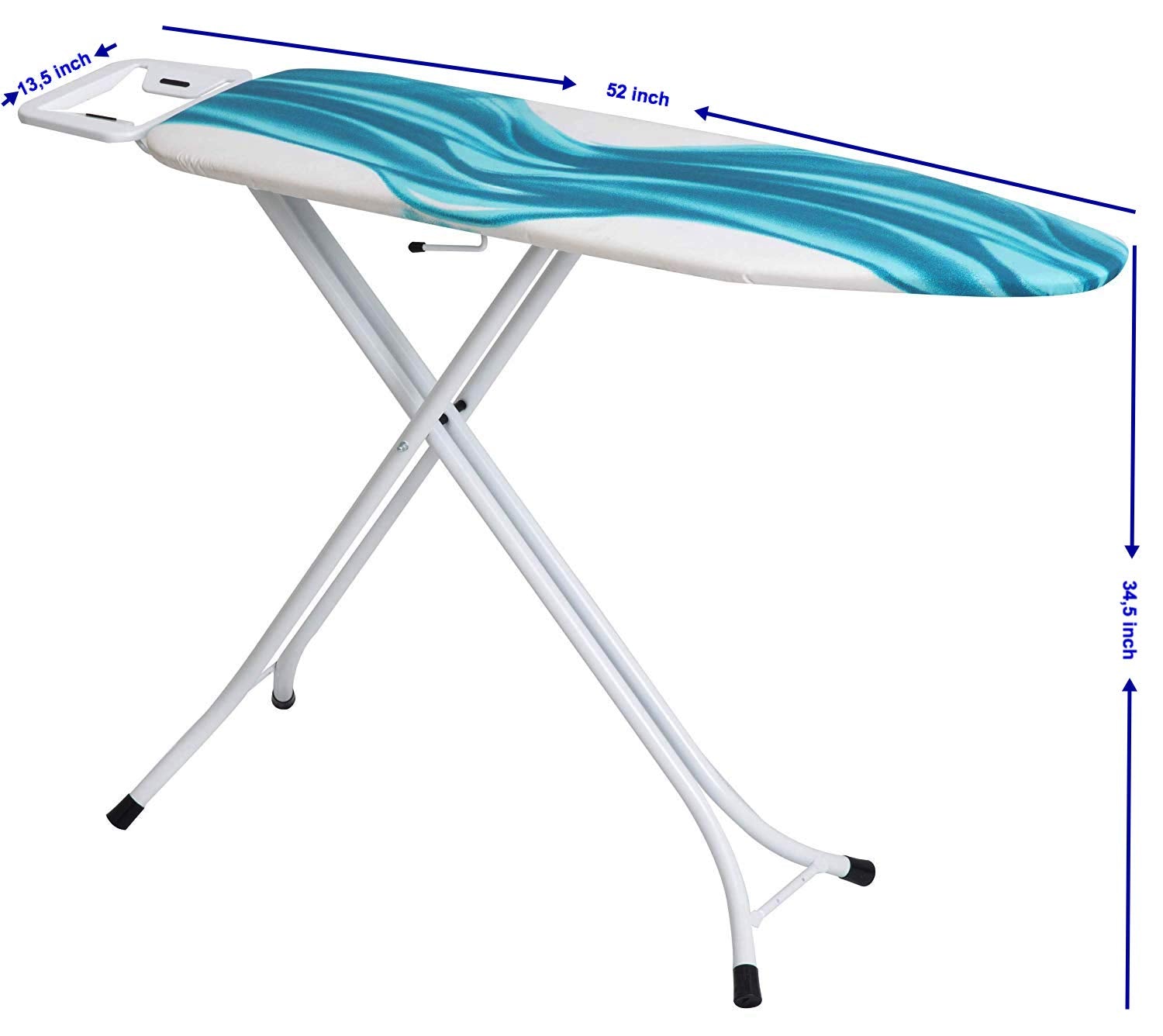 Mabel Home Adjustable Height Deluxe 4-Leg Ironing Board with Extra Cotton Cover | 52"x13.5" 4