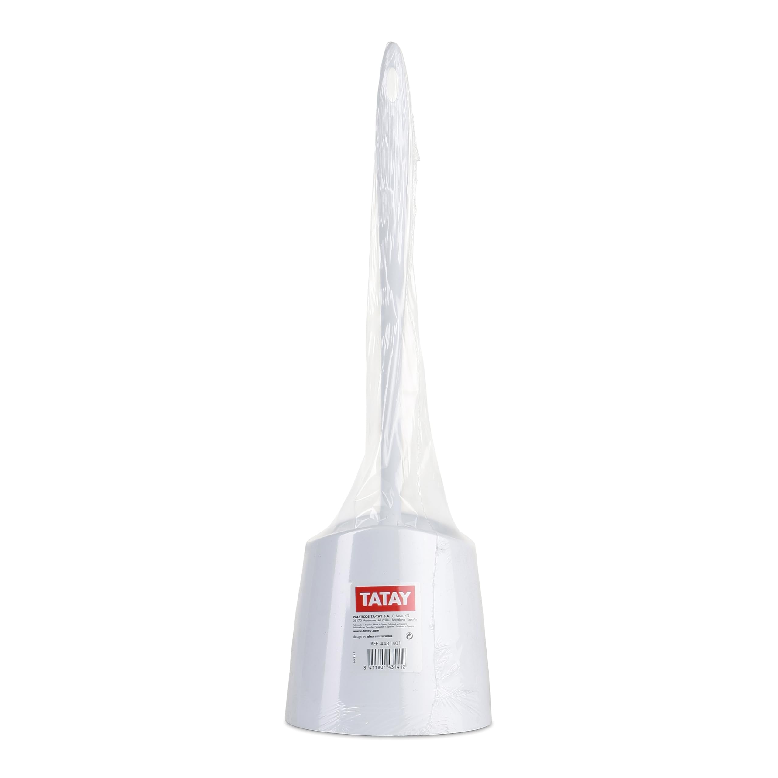 TATAY Plastic Toilet Brush & Holder Set - Durable, Moisture-Resistant, Made in Spain | White 3