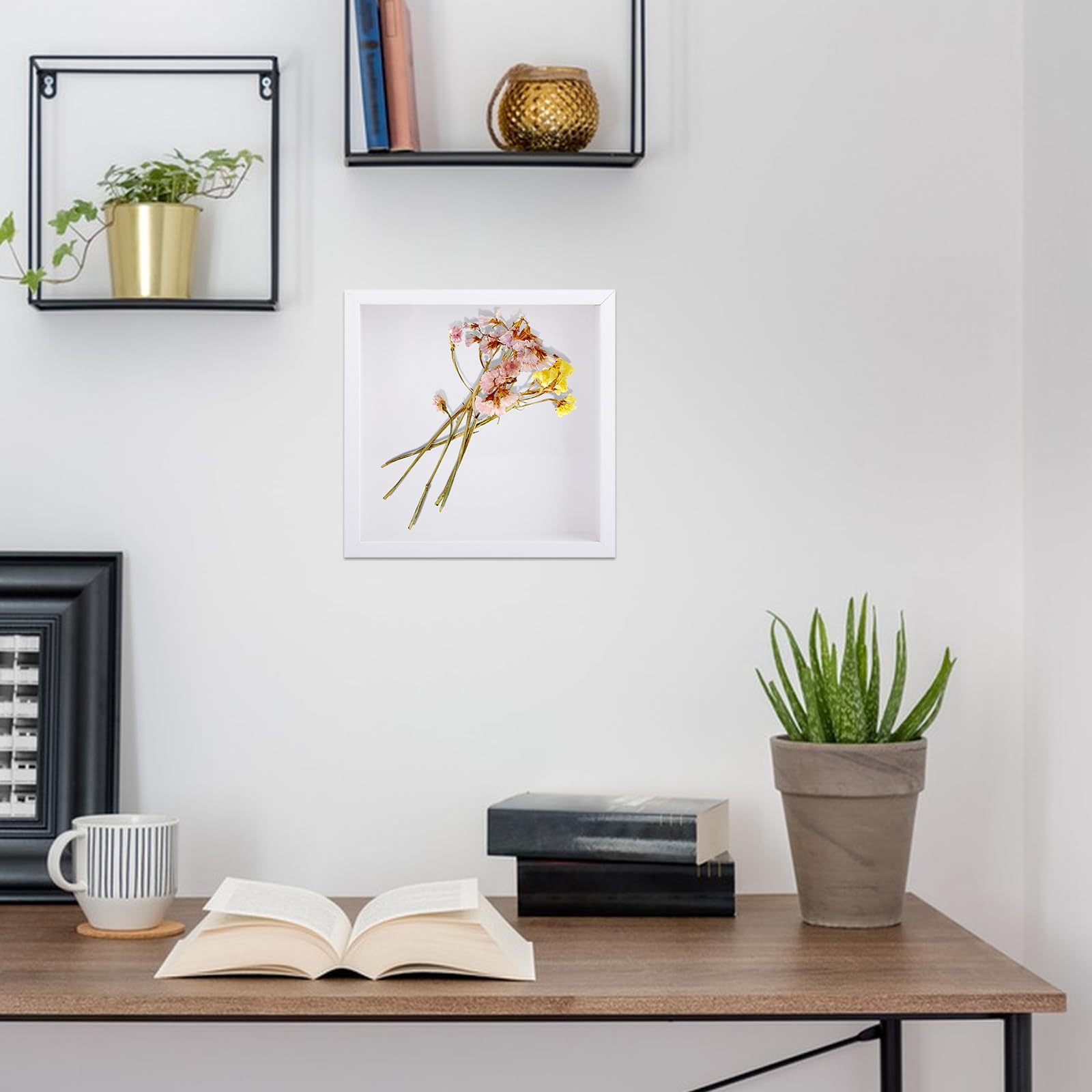 ASelected 3D Shadow Box Frame - 8x8 Inch Deep Display for Wall or Table | White MDF & Acrylic 5