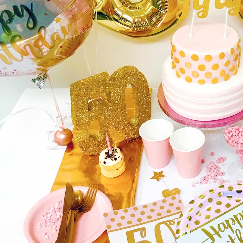 Anniversary House H104 Gold Glitter Number 50 Table Decoration - 1 Pc | 20cm Size 5