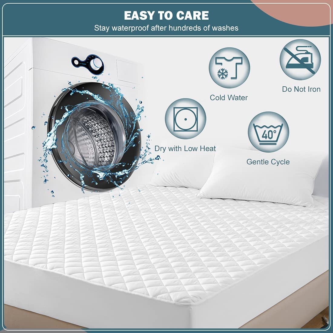 DUDU N GIRLIE Quilted Waterproof Cot Mattress Protector - 120x60 cm | Breathable TPU Backing 6