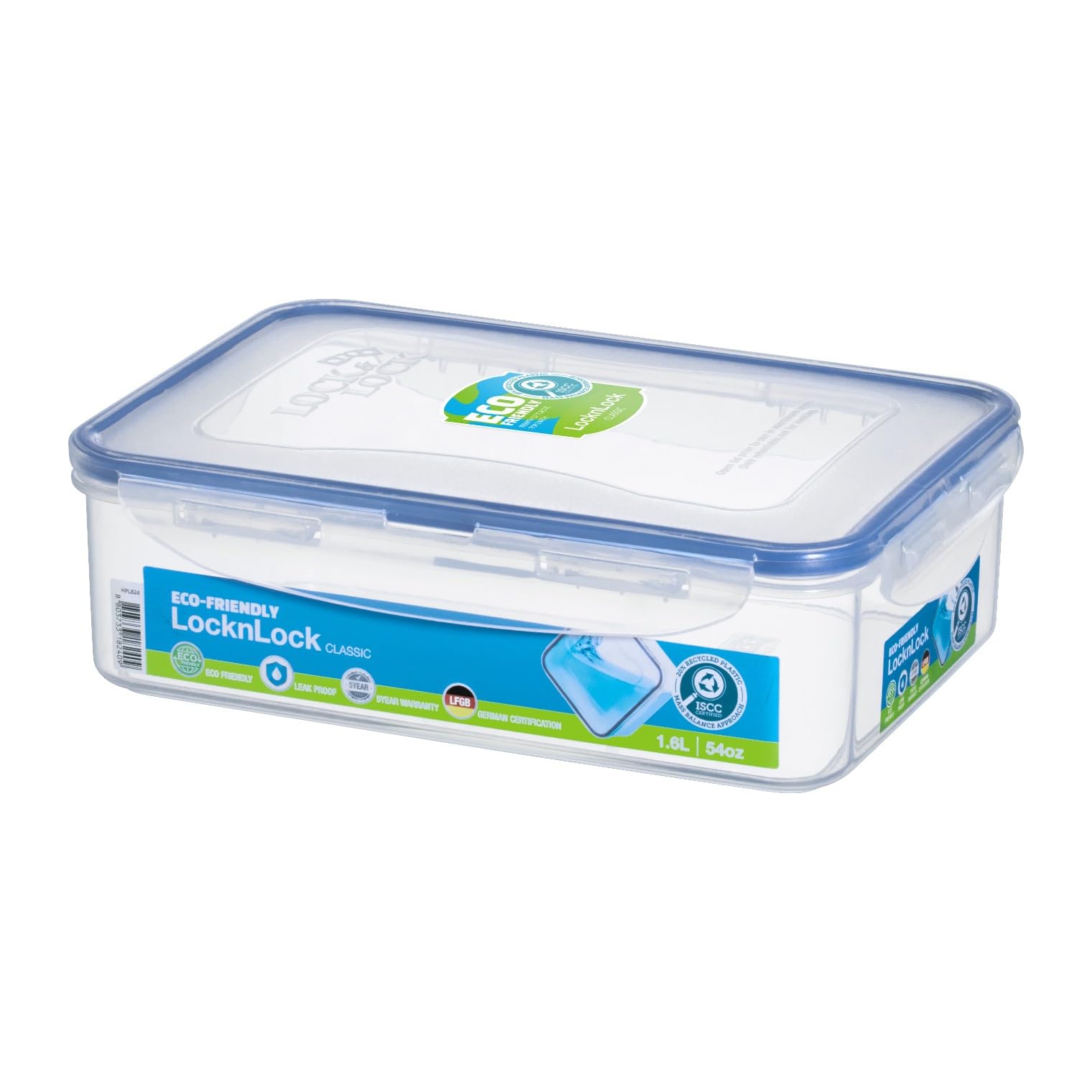 LocknLock HPL824 Rectangular Food Storage Container - 1.6L Capacity | Airtight & Leak Proof 1