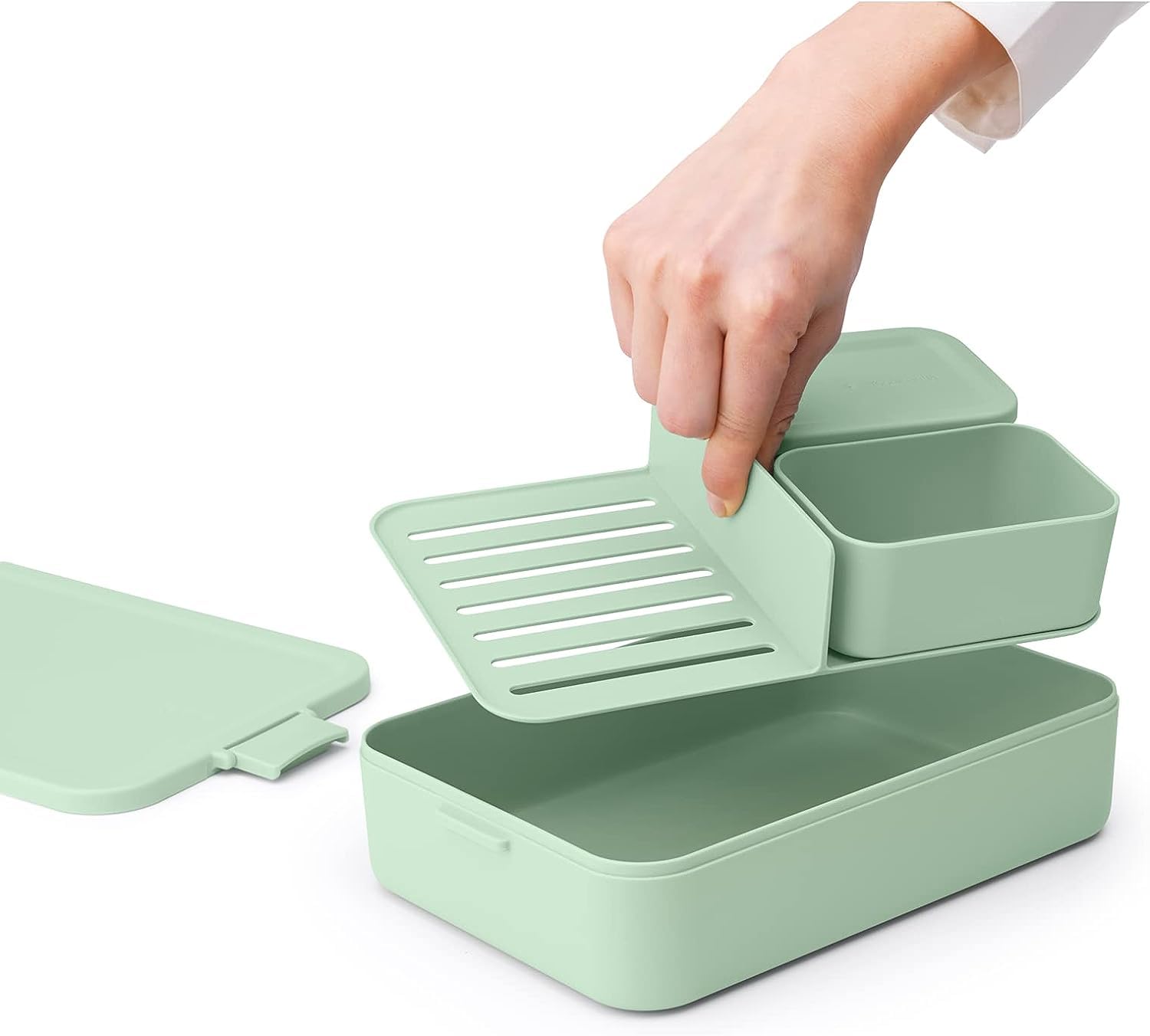 Brabantia Make & Take Lunch Box Bento - 2L Capacity, Jade Green | Microwave/Freezer Safe 6