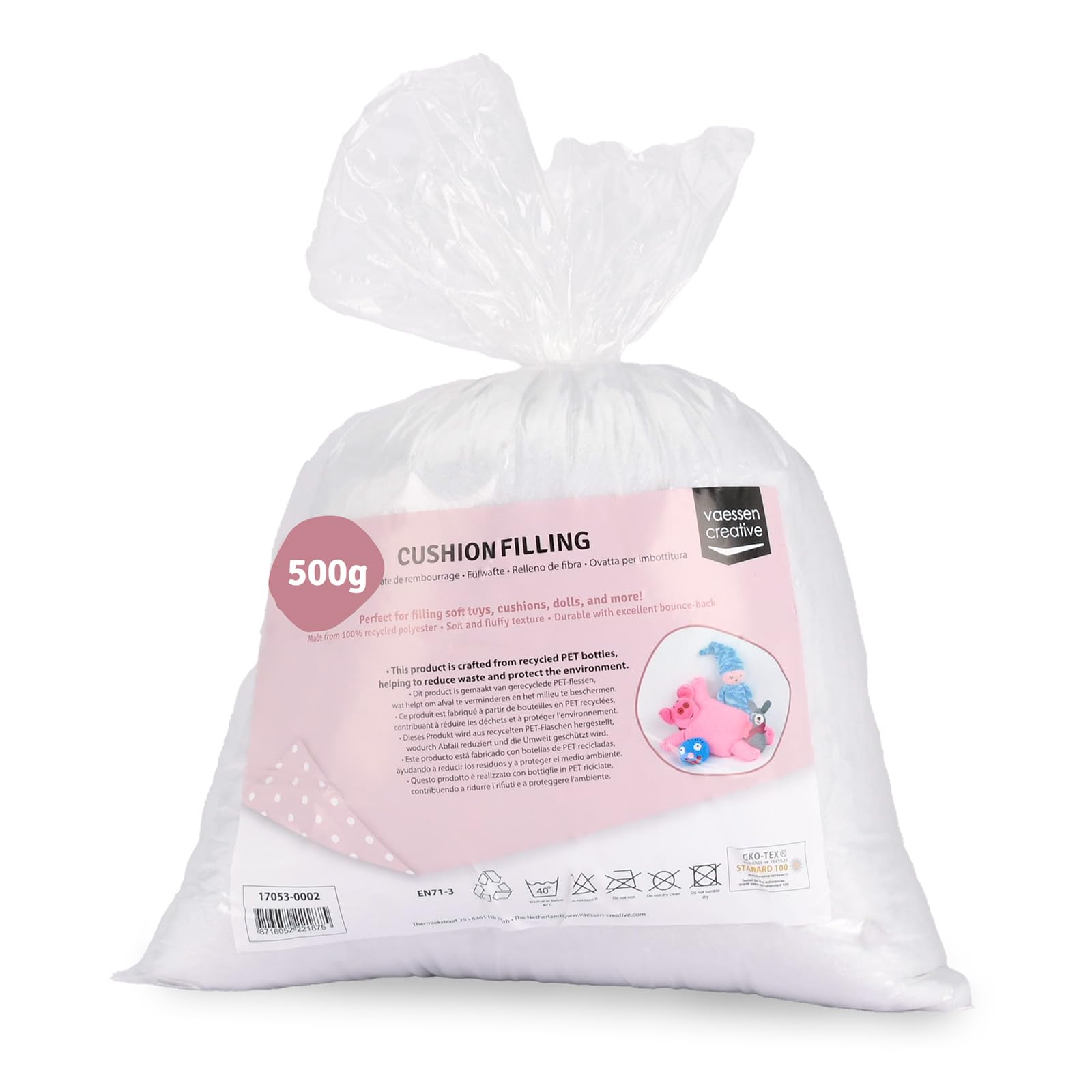 Vaessen Creative Fluffy Polyester Filling - Hypoallergenic Stuffing for Quilting & Crafts | 500g White 1