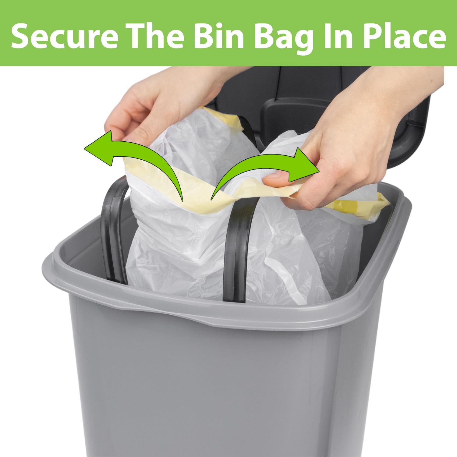 JVL Slim Plastic Lidded Foot Pedal Waste Bin - 15L Capacity | Grey | BPA Free 9