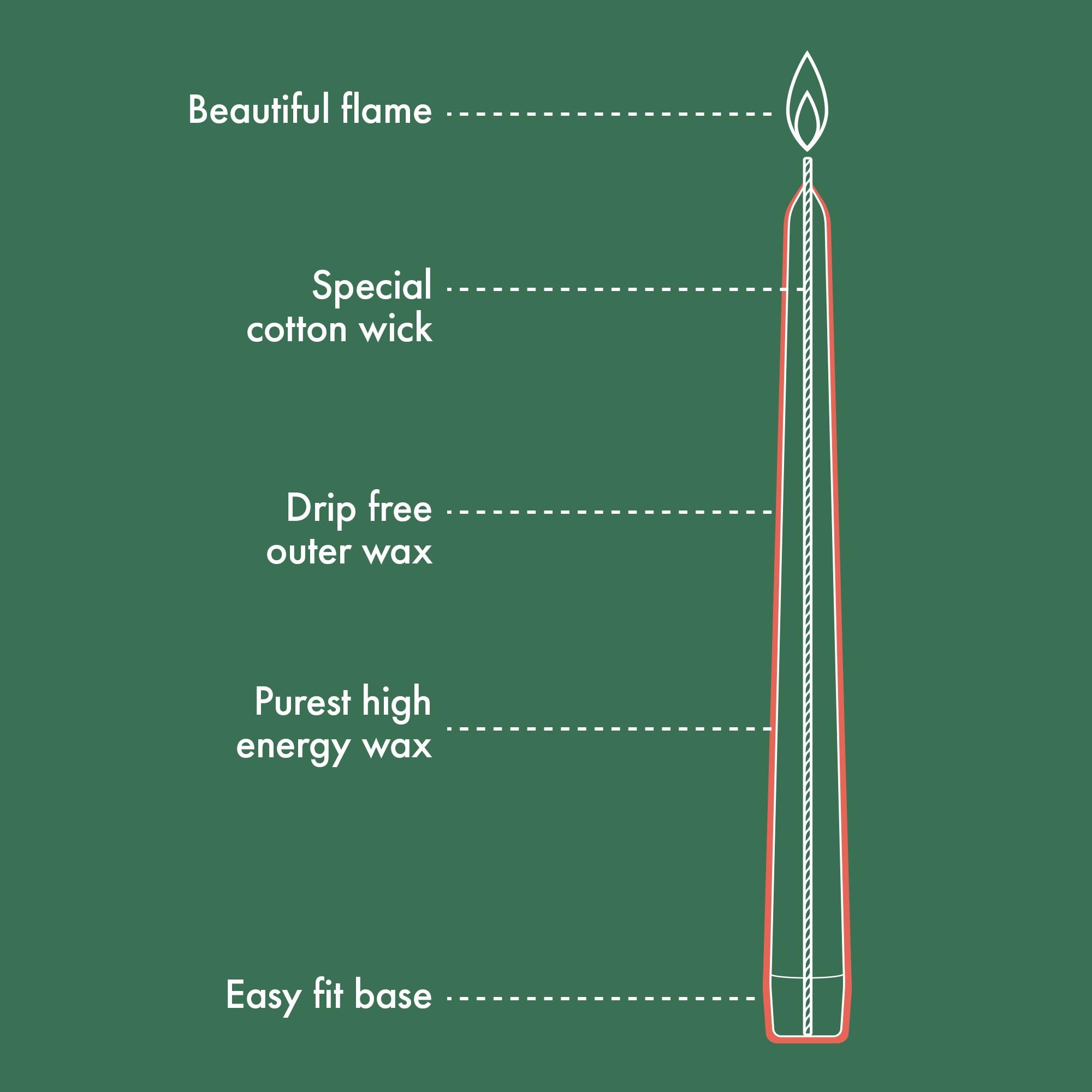 Bolsius Tapered Dinner Candles - Fresh Olive Green - 4 Pack - 24.5 cm - 7 Hour Burn Time - Unscented 2