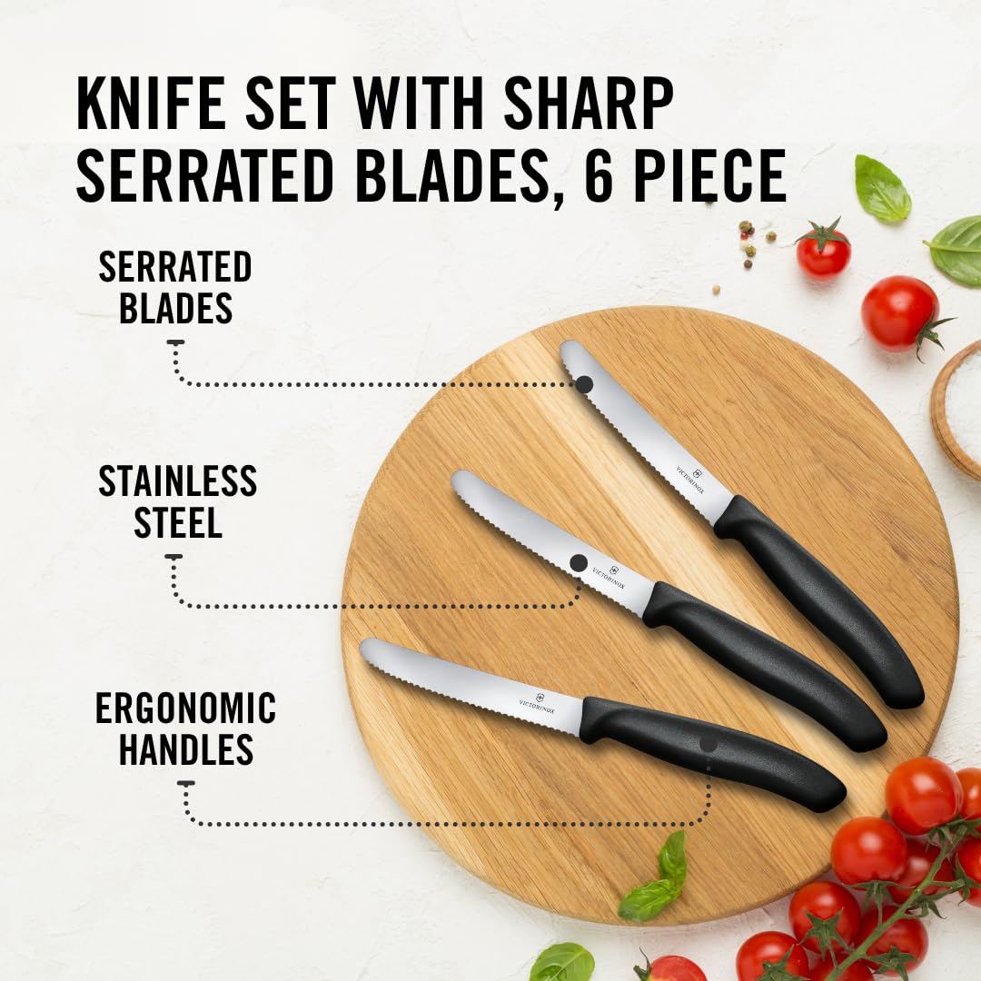 Victorinox Swiss Classic Breakfast Knife Set - Serrated Edge | 11cm Blade | Set of 6 4