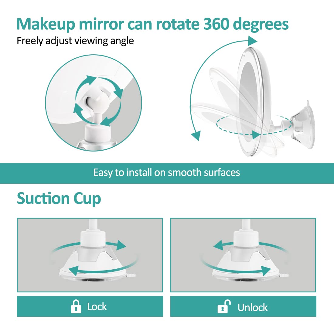 EMKE 5X Magnifying Shaving Mirror with LED Light | Cordless | Suction Cup Mount | Portable 4