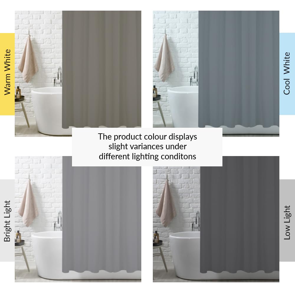 ANSIO Shower Curtain - Mould & Mildew Resistant Polyester | Charcoal Grey | 180 x 180 cm 2