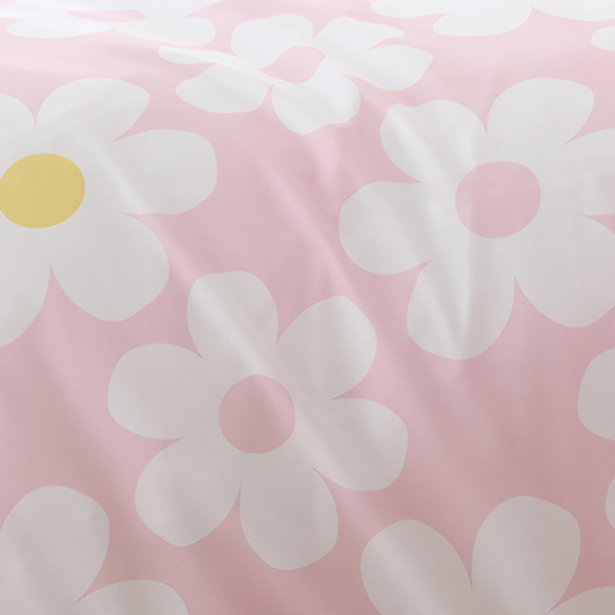 Bedlam Retro Daisy Reversible Duvet Cover Set - Pink Flowers/Gingham - Double (200x200cm) 3