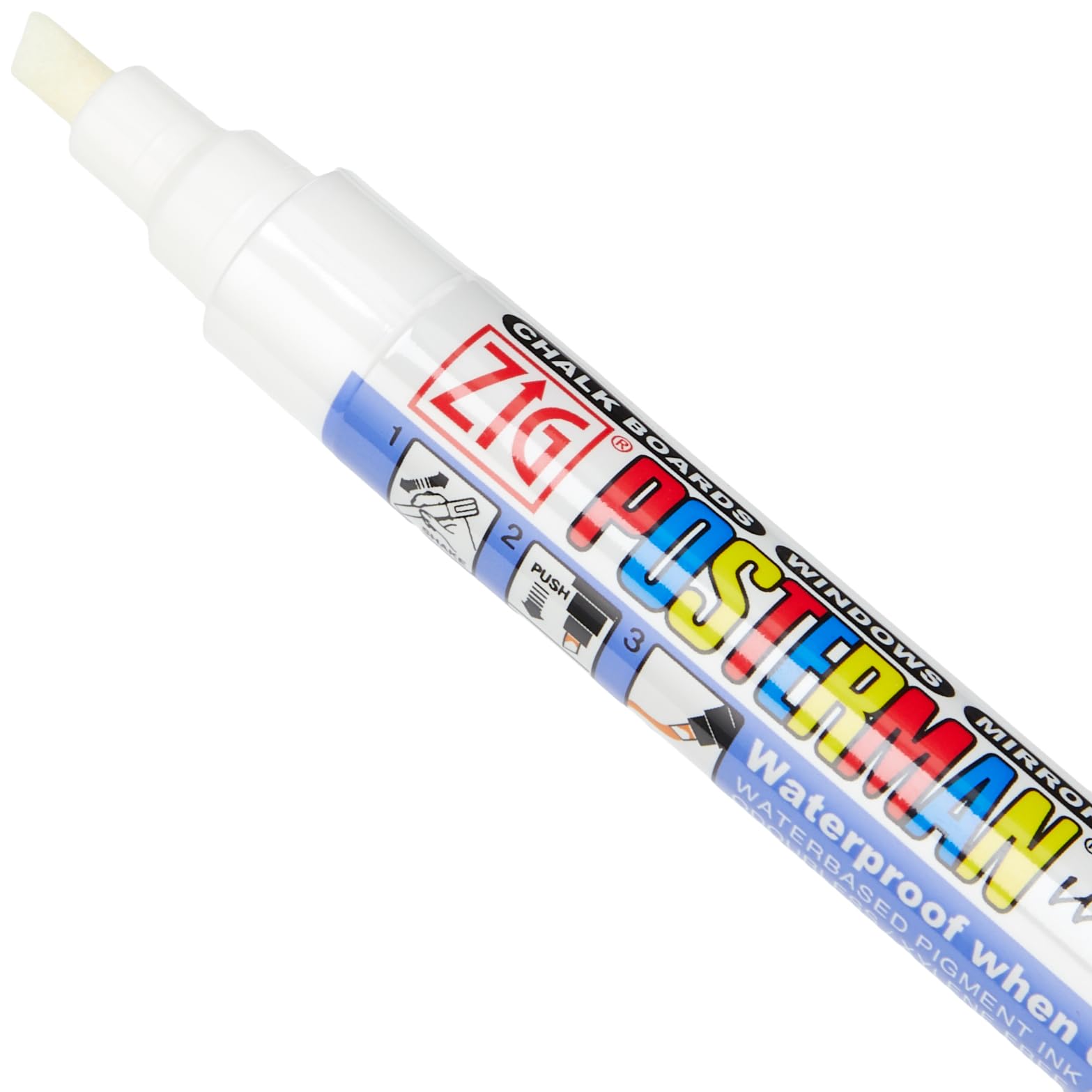 Kuretake Zig Posterman Waterproof Marker - PMA-50 | 6mm Chisel Point | White 2