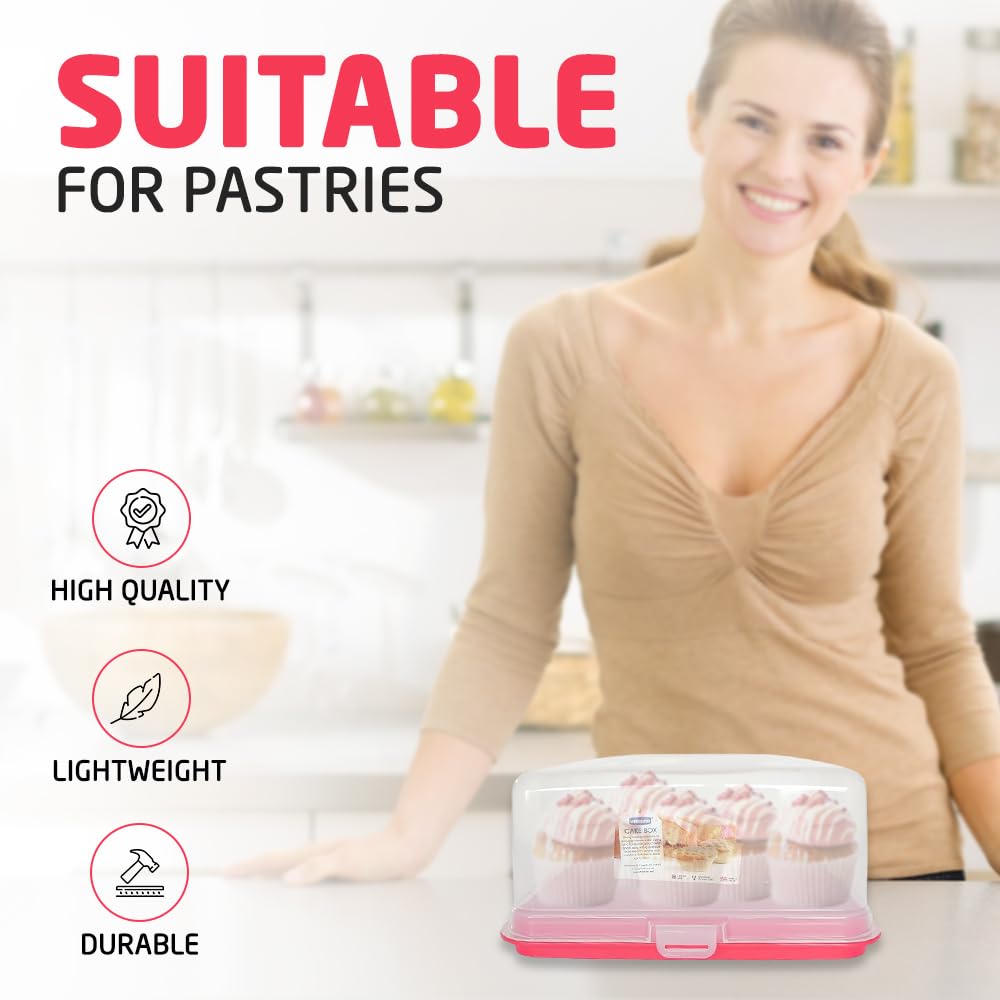 ACCURATE Square Plastic Cake Box Carrier - Durable, Dishwasher Safe | Holds Cakes up to 30cm 5