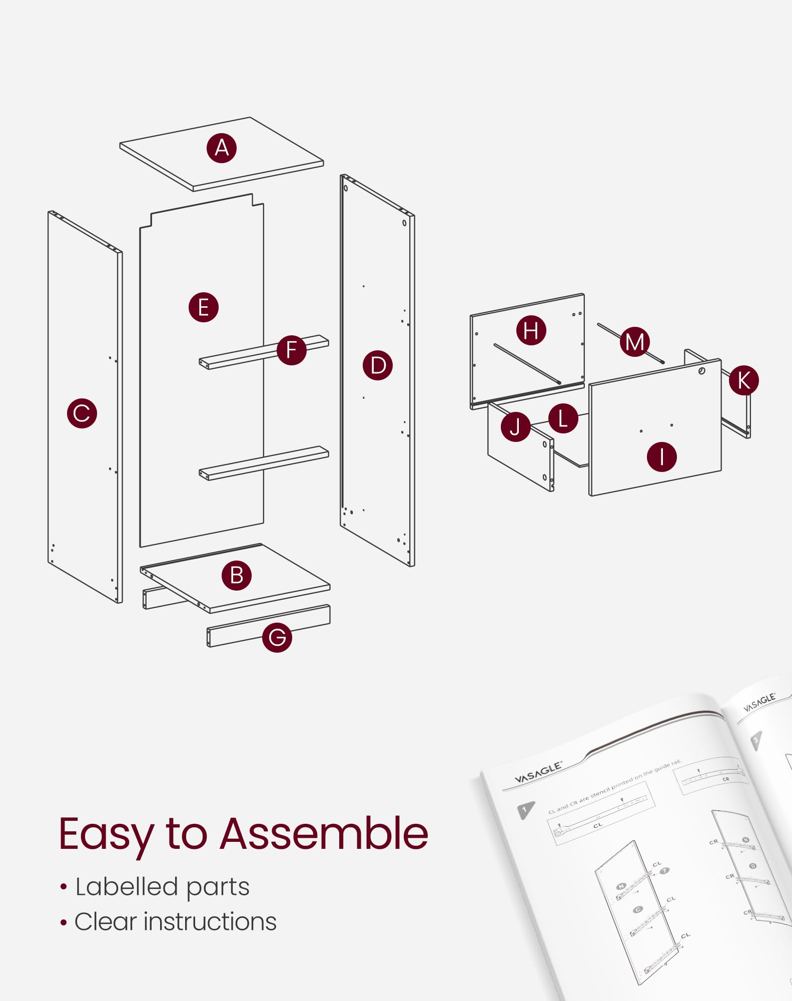 VASAGLE Vertical File Cabinet - 3 Lockable Drawers, Adjustable Rails for A4/Letter Files | Ink Black 8