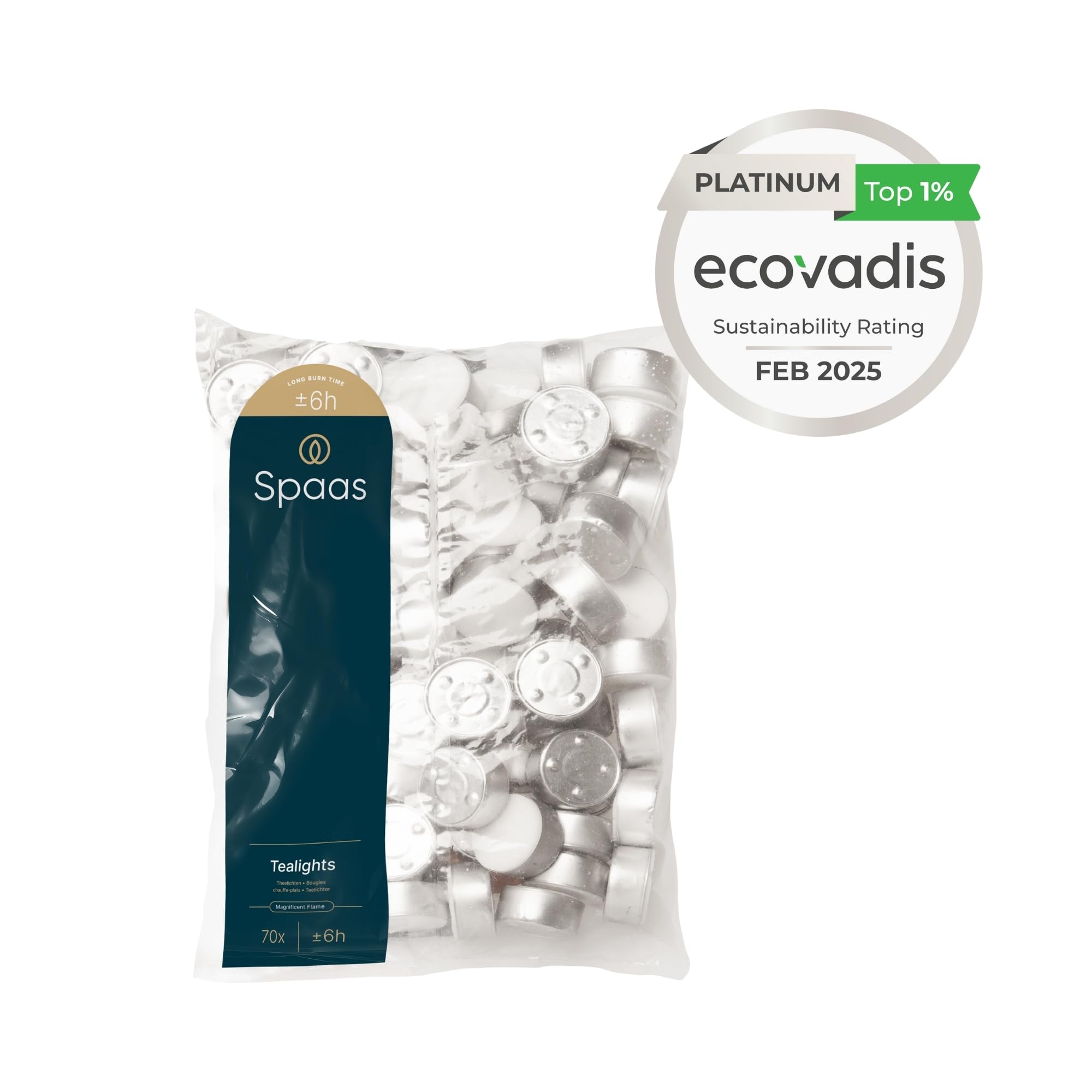 Spaas Premium Unscented Tealight Candles - 70 Pack | 6 Hour Burn Time | White Wax 4