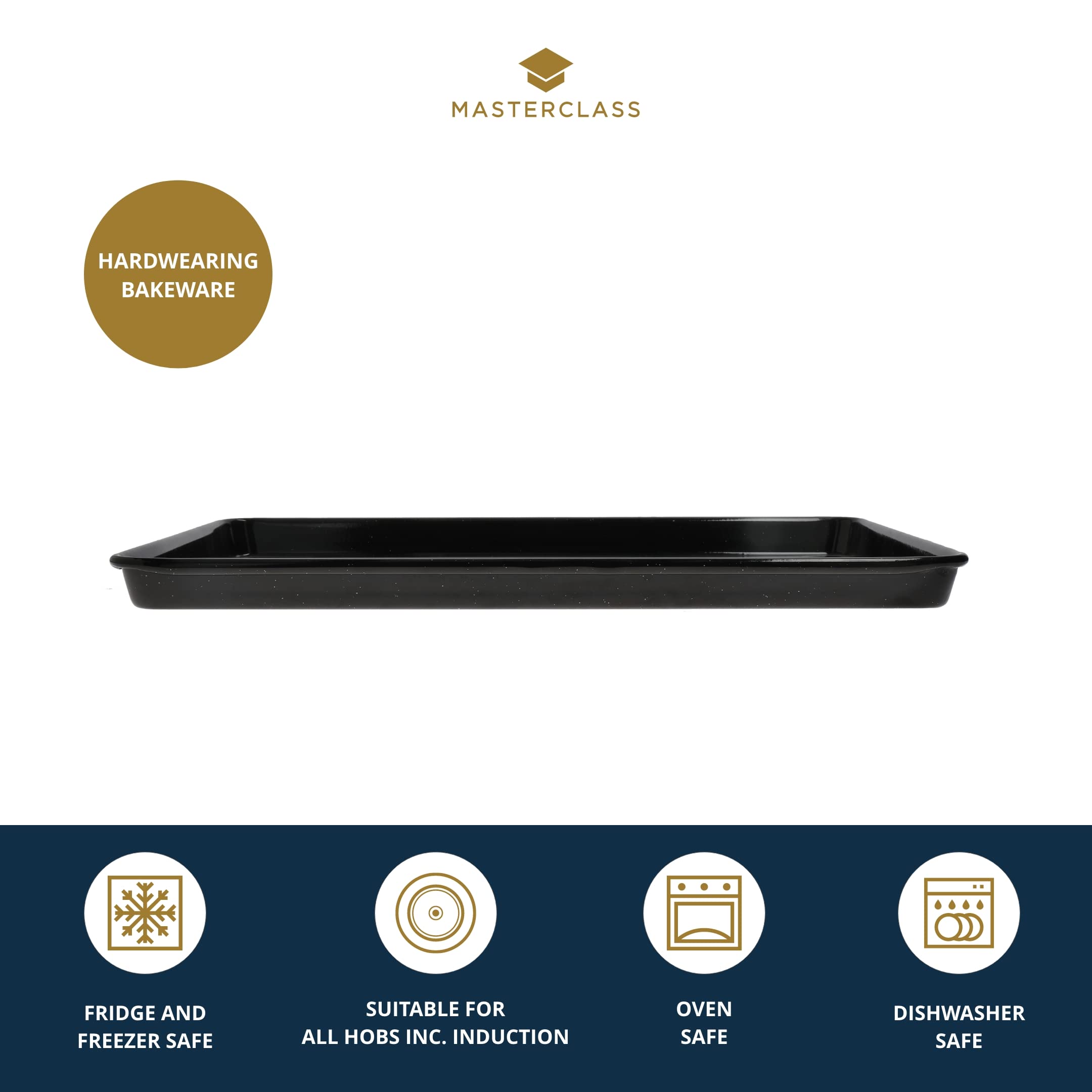 MasterClass Large Baking Tray - 39 x 27 cm, Scratch Resistant Vitreous Enamel, Induction Safe 3