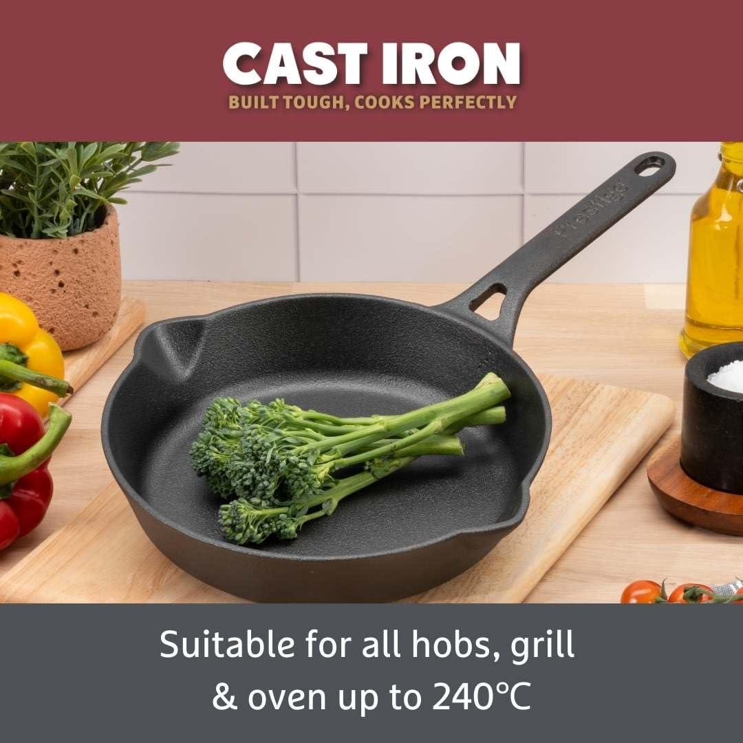 Prestige Cast Iron Frying Pan - 22 cm, Pre-Seasoned, Induction & Oven Safe 6