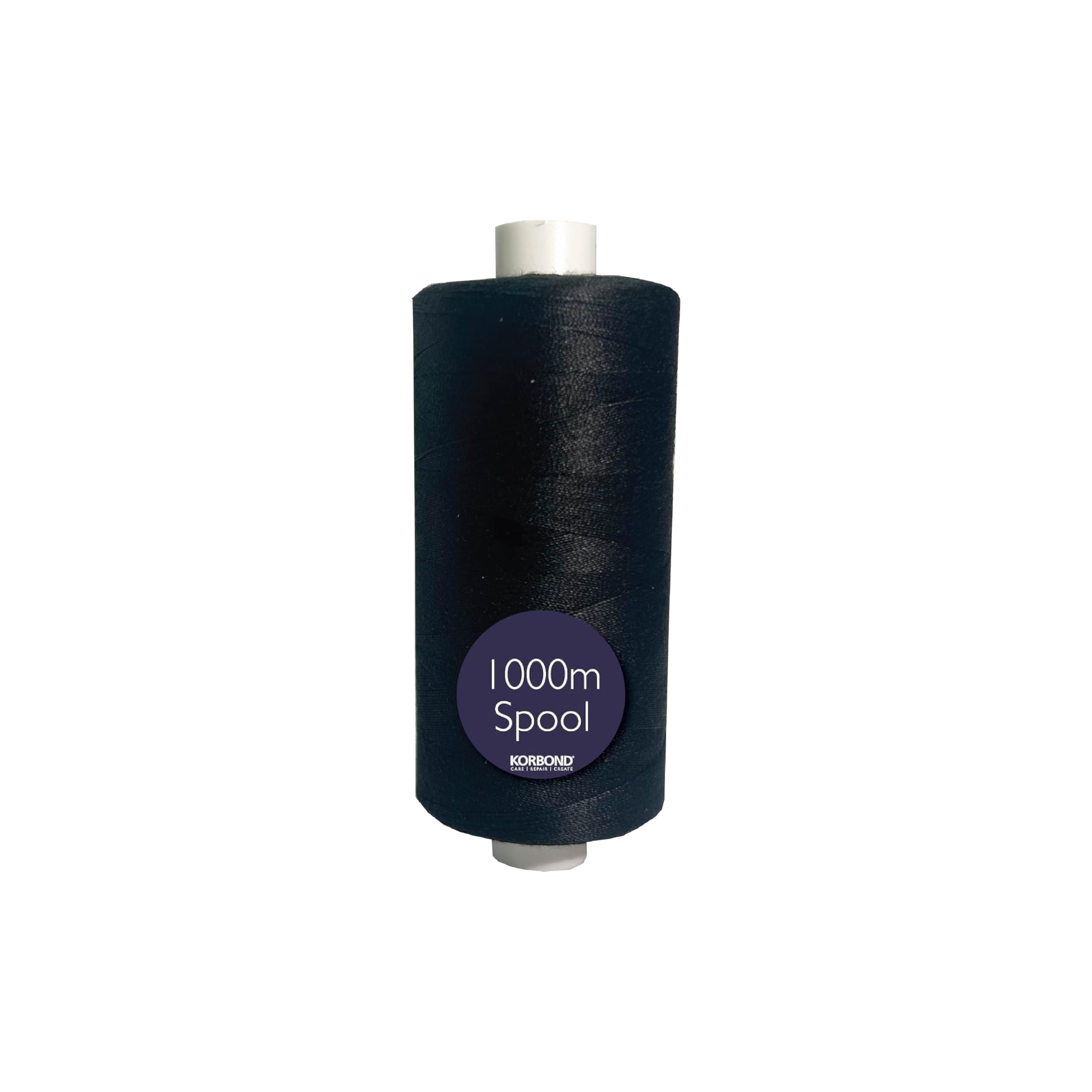 KORBOND Polyester Sewing Thread - 1000m Reel for Hand & Machine Use | Black 1