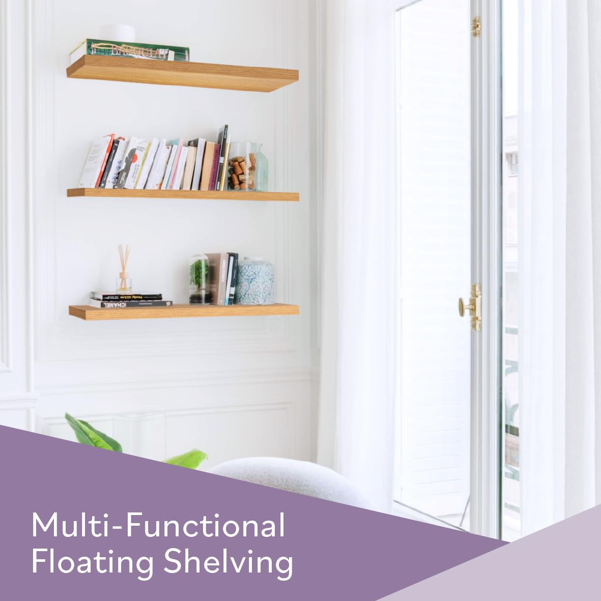 Anika Floating Shelf - Oak Effect | 120cm Length | 3.8cm Thick Hollowboard | Max Load 15KG 5