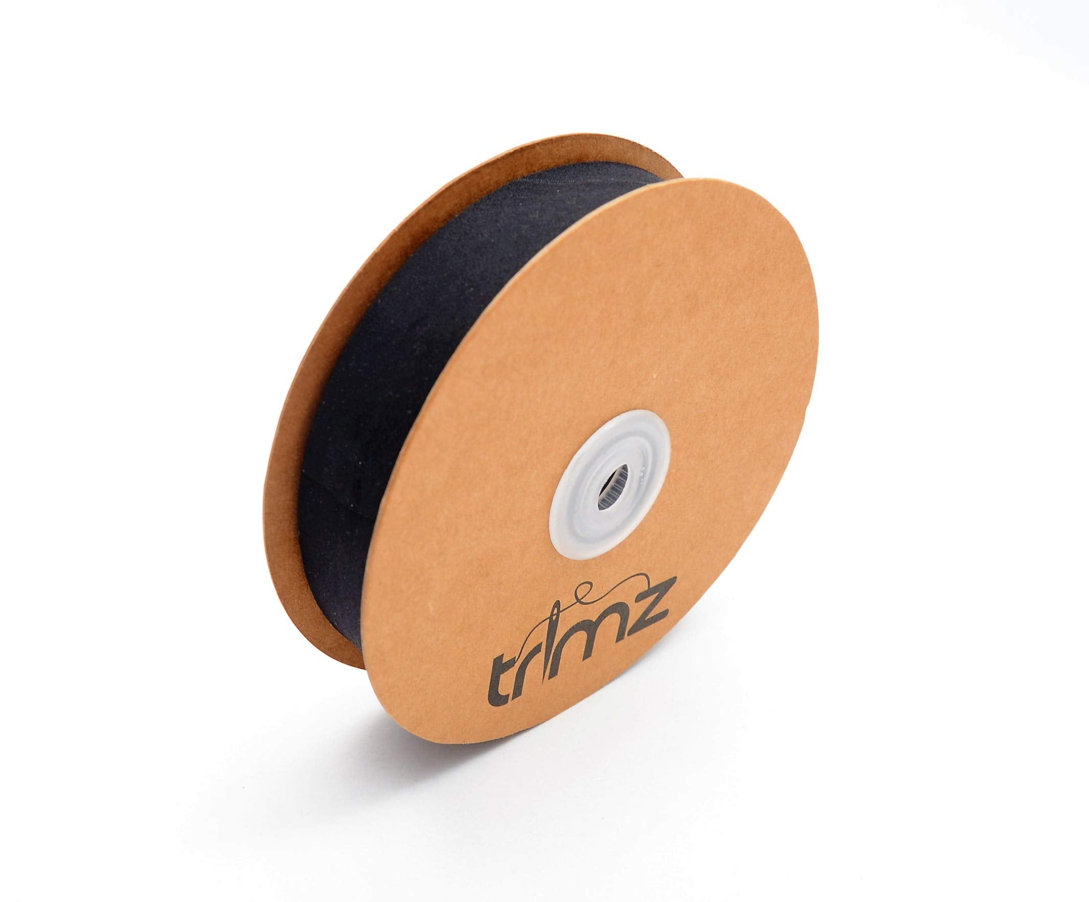 Trimz Polycotton Bias Tape - Black Single Fold Binding | 20m Reel | 25mm Folded Width 3
