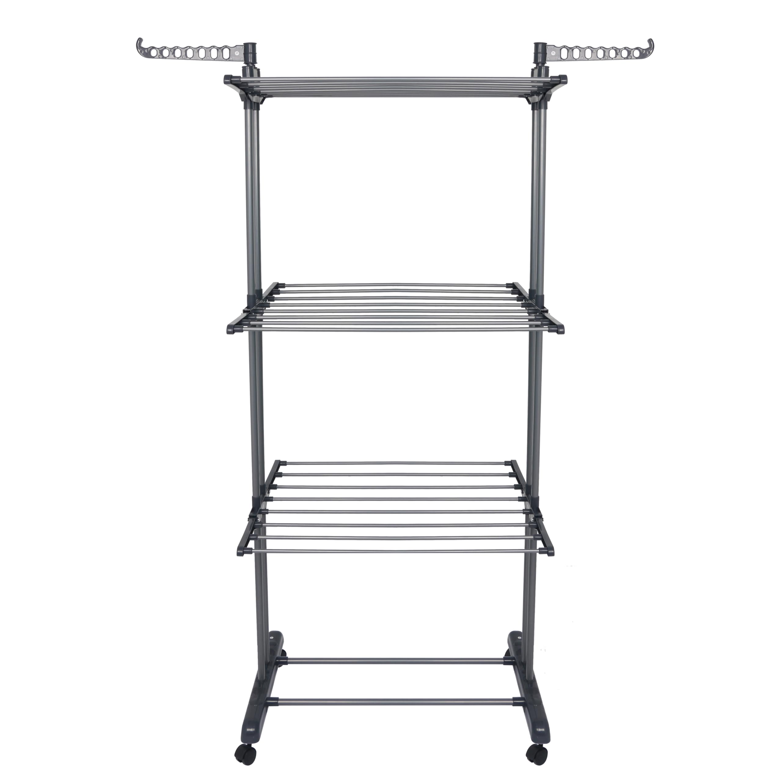 BARGAIN FACTORY 4-Tier Foldable Clothes Drying Rack - Grey/Silver | Adjustable & Movable