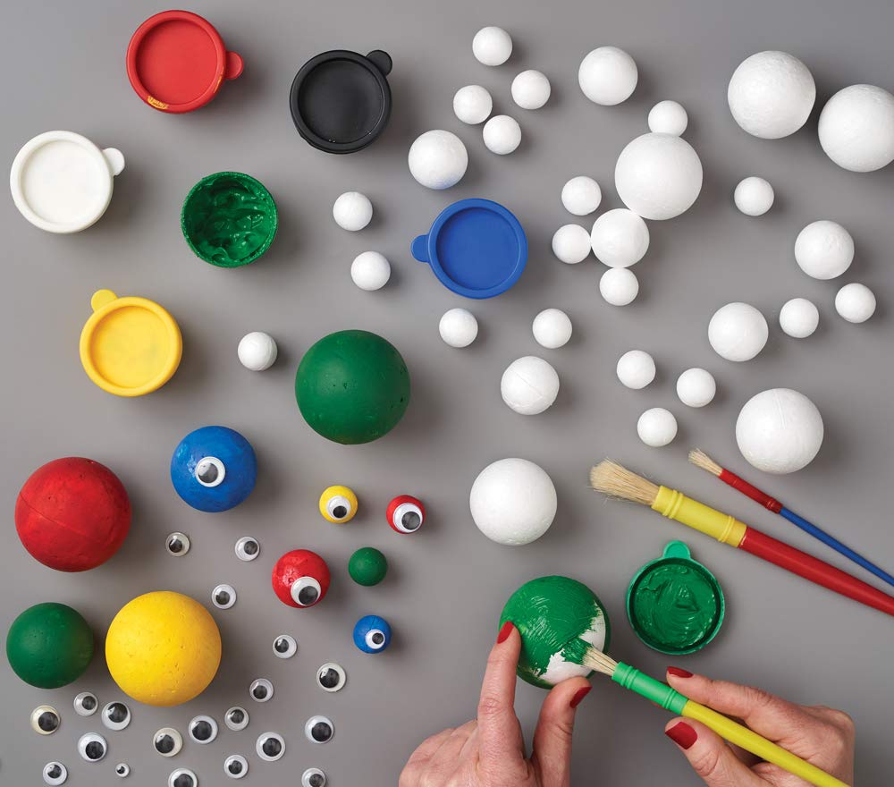 Craft Planet Polystyrene Craft Balls - Assorted Sizes, 40 Pack | White Foam Spheres for DIY Projects 2