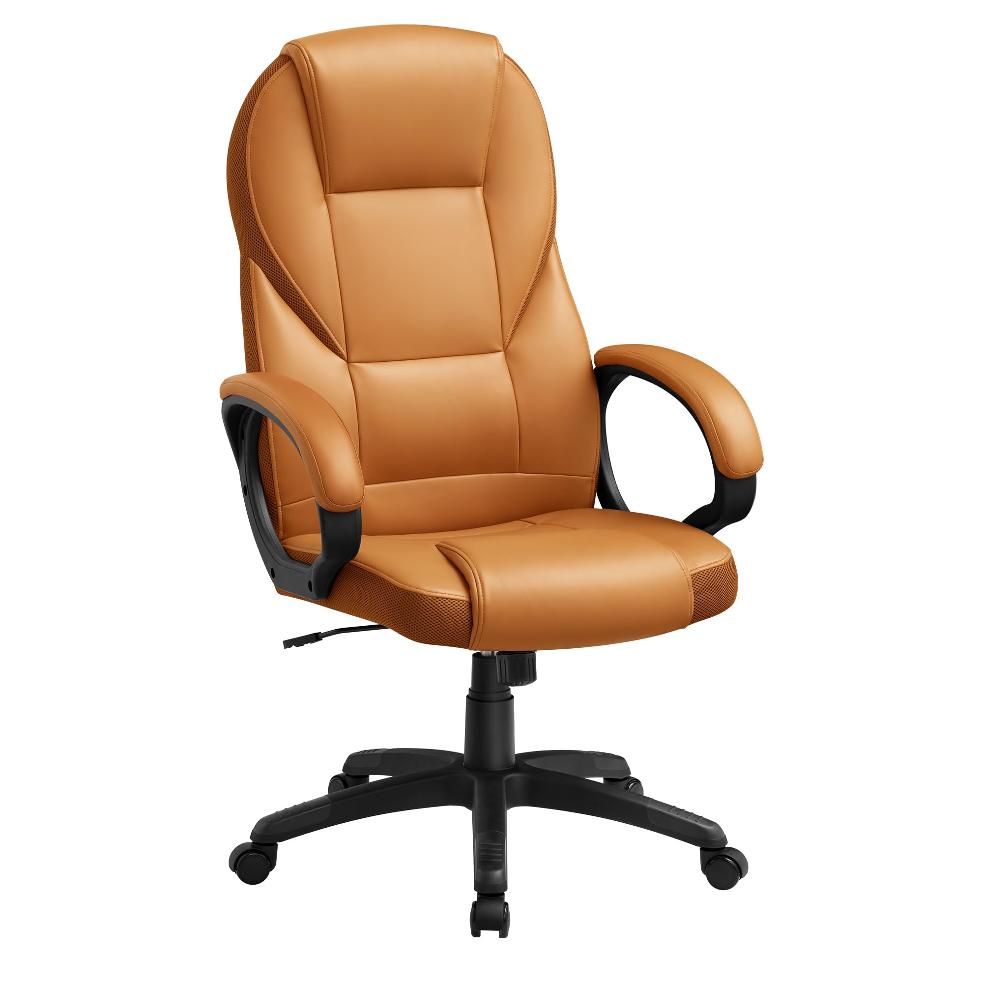 SONGMICS Ergonomic Swivel Desk Chair - Adjustable Height, Silent Castors, Caramel Brown | Max Load 150 kg