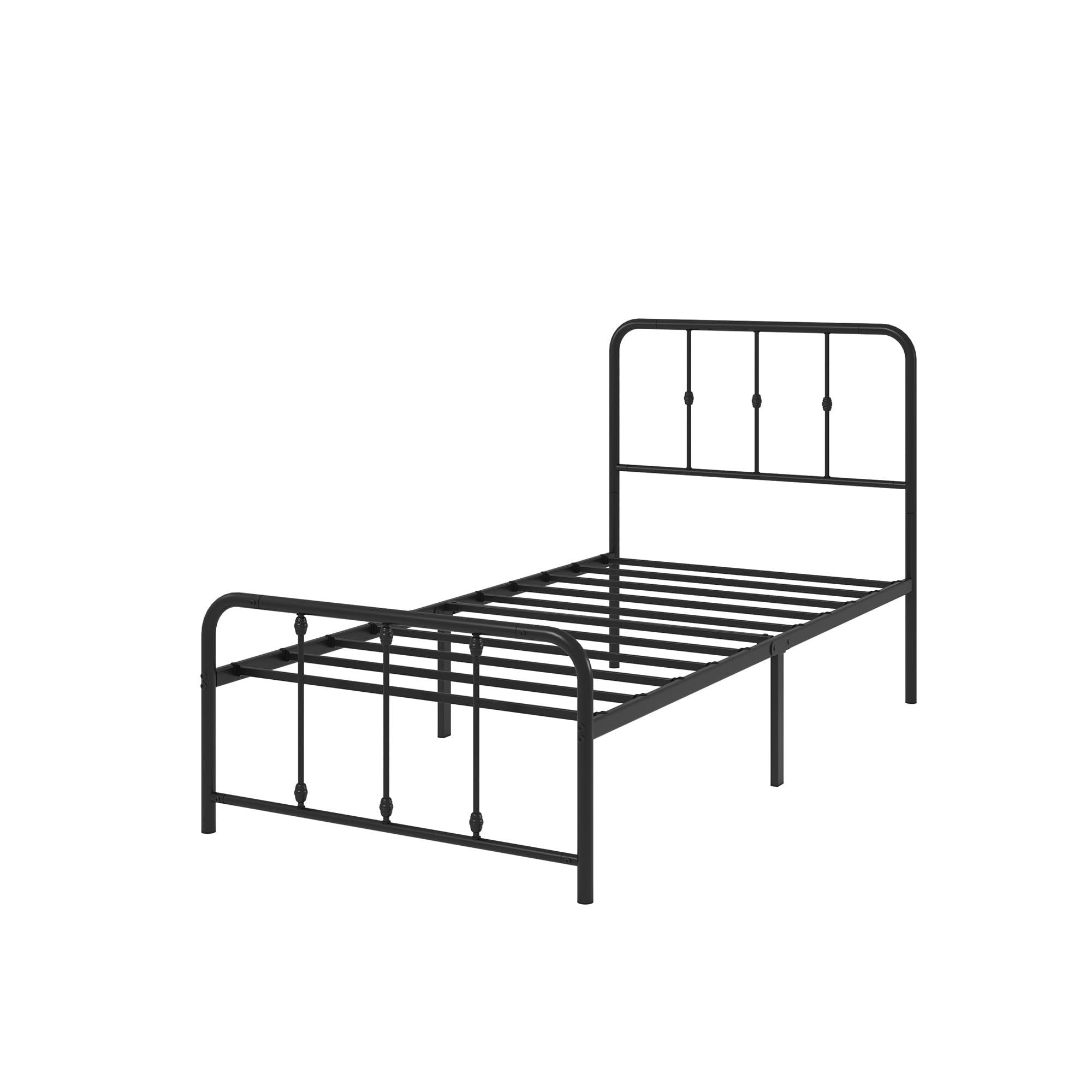 Zinus Florence Single Bed Frame - Vintage Style Metal Base with Headboard | 14'' Storage Height | Black 9