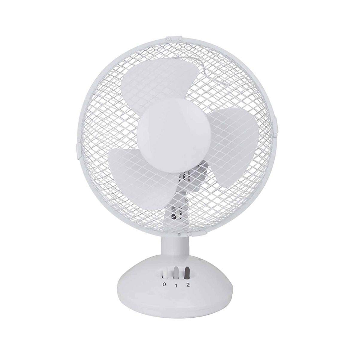 Status 9 Inch Oscillating Portable Desk Fan - 2 Speed Adjustable, White Finish | 22W 1