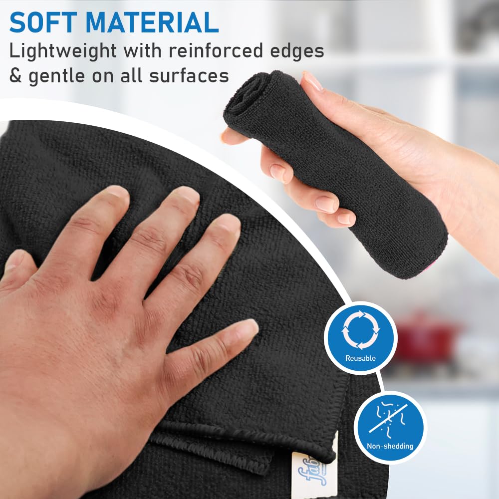 FABRIO Microfiber Cleaning Cloths - 8 Pack, 30x30cm, Ultra-Absorbent, Lint-Free for Kitchen & Car 3
