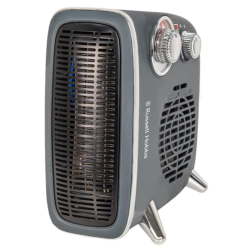 Russell Hobbs Retro Electric Fan Heater - 1.8KW | Adjustable Thermostat | Grey | RHRETHFH1001G 1