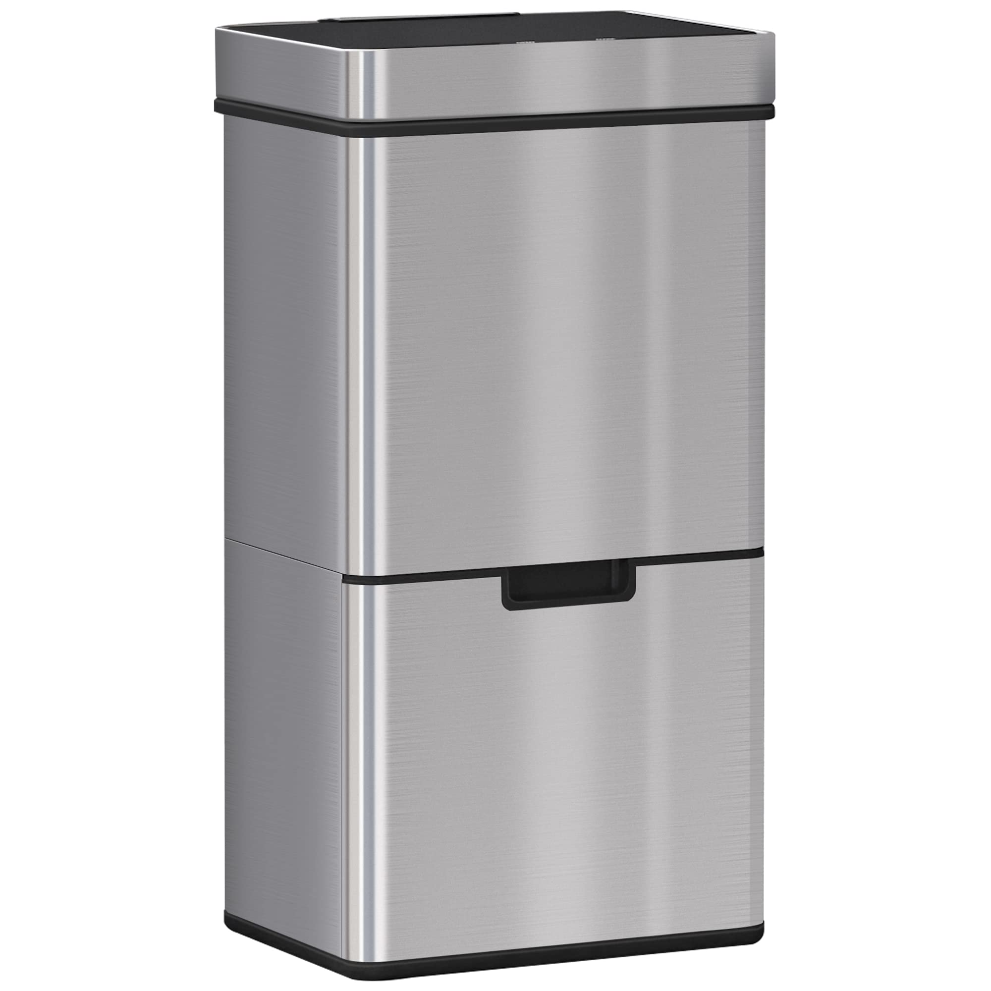 HOMCOM 72L Stainless Steel Sensor Trash Can - 3 Compartments for Waste Separation | Motion Sensor