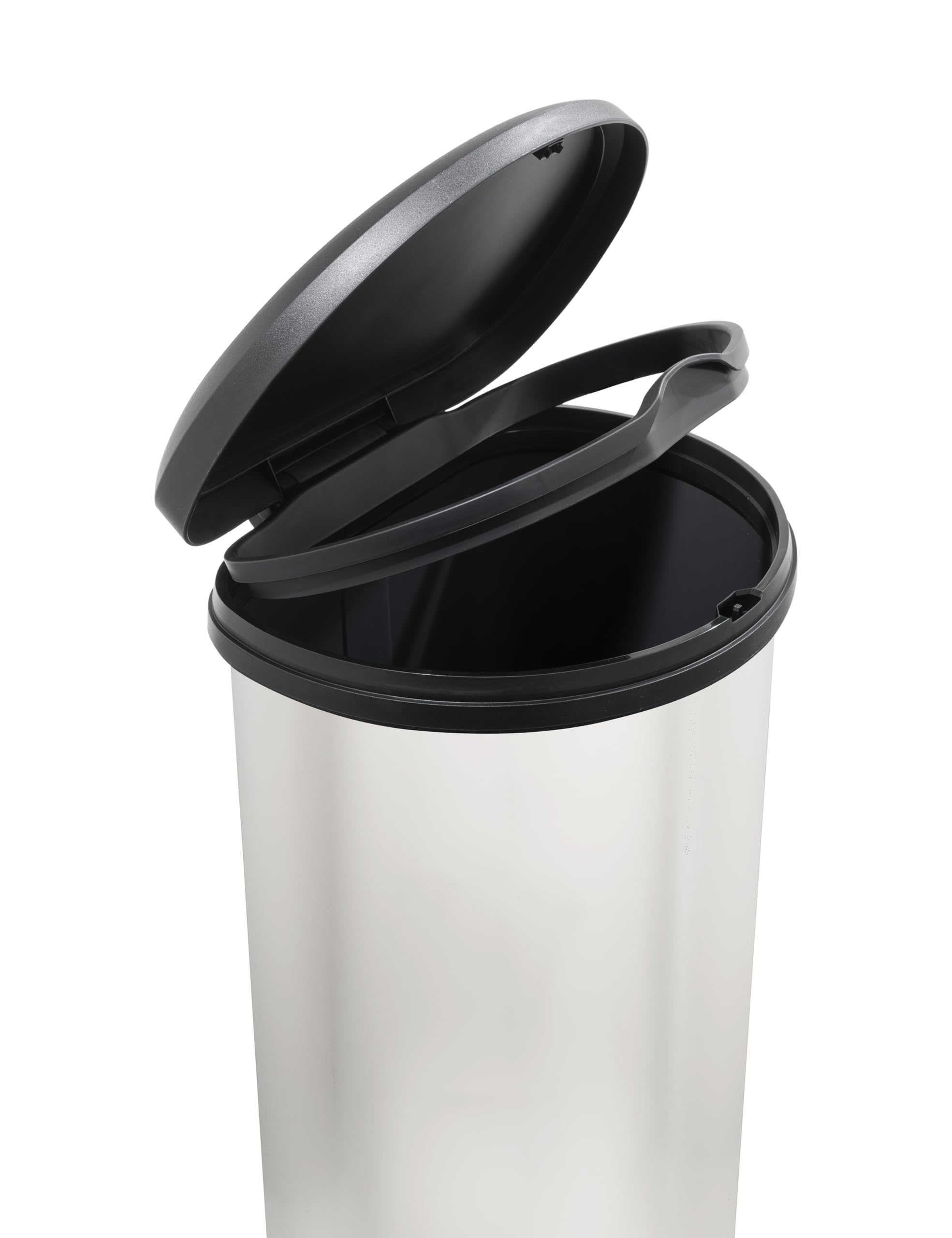 CURVER Metal Effect One Touch Deco Bin - 40 Litre Capacity | Silver | 70% Recycled Plastic 5