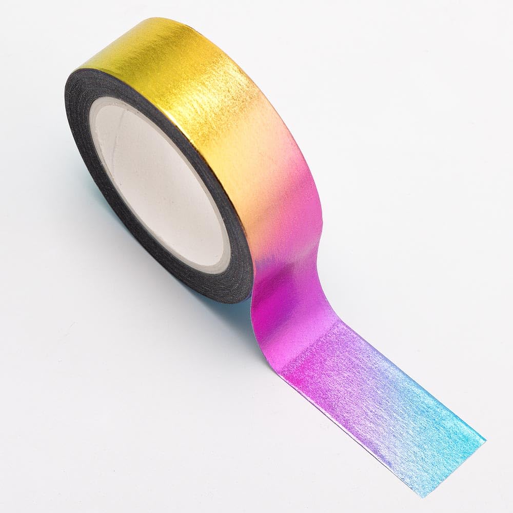 Italian Options Rainbow Stripe Foil Washi Tape - Decorative Craft Trim | 15mm x 10m | Acid & Lignin Free 1
