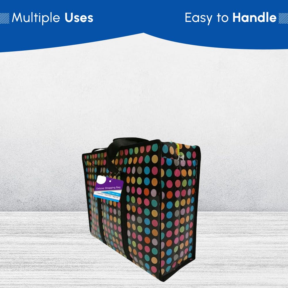 1ABOVE 3 Pack Deluxe Reusable Shopper Bags - Heavy Duty, Large (50x37x17cm) | Zip Closure 6