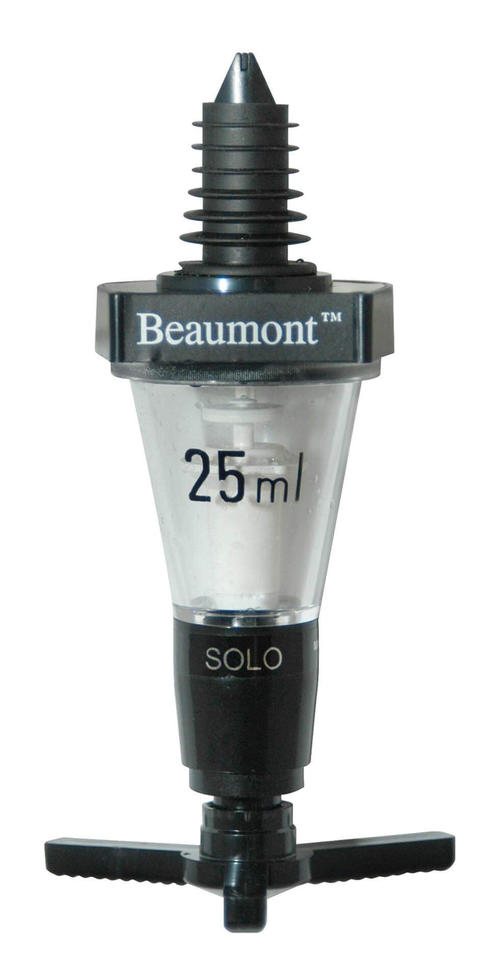 Beaumont Classical Solo Spirit Measure Optic - 25ml Capacity | Black Plastic | Government Stamped