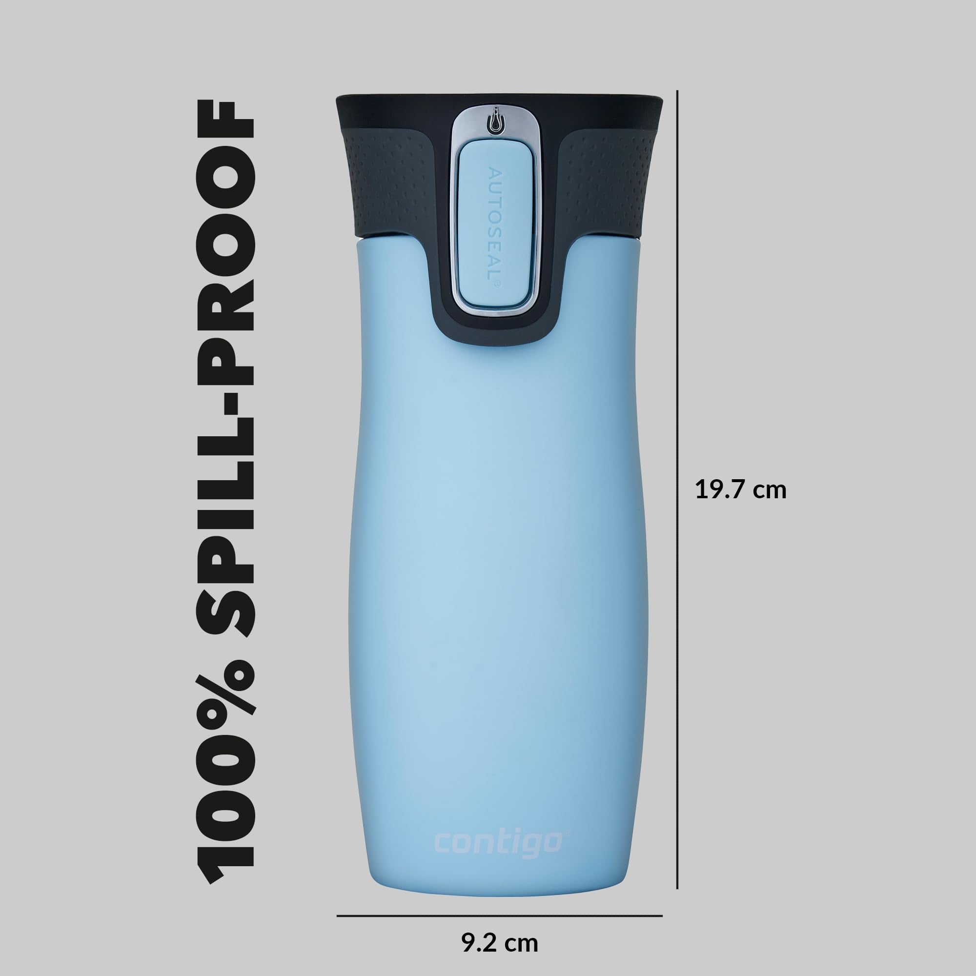 Contigo West Loop Autoseal Thermal Mug - 470ml, Keeps Hot 5h/Cold 12h, Leak Proof | Iced Aqua 8