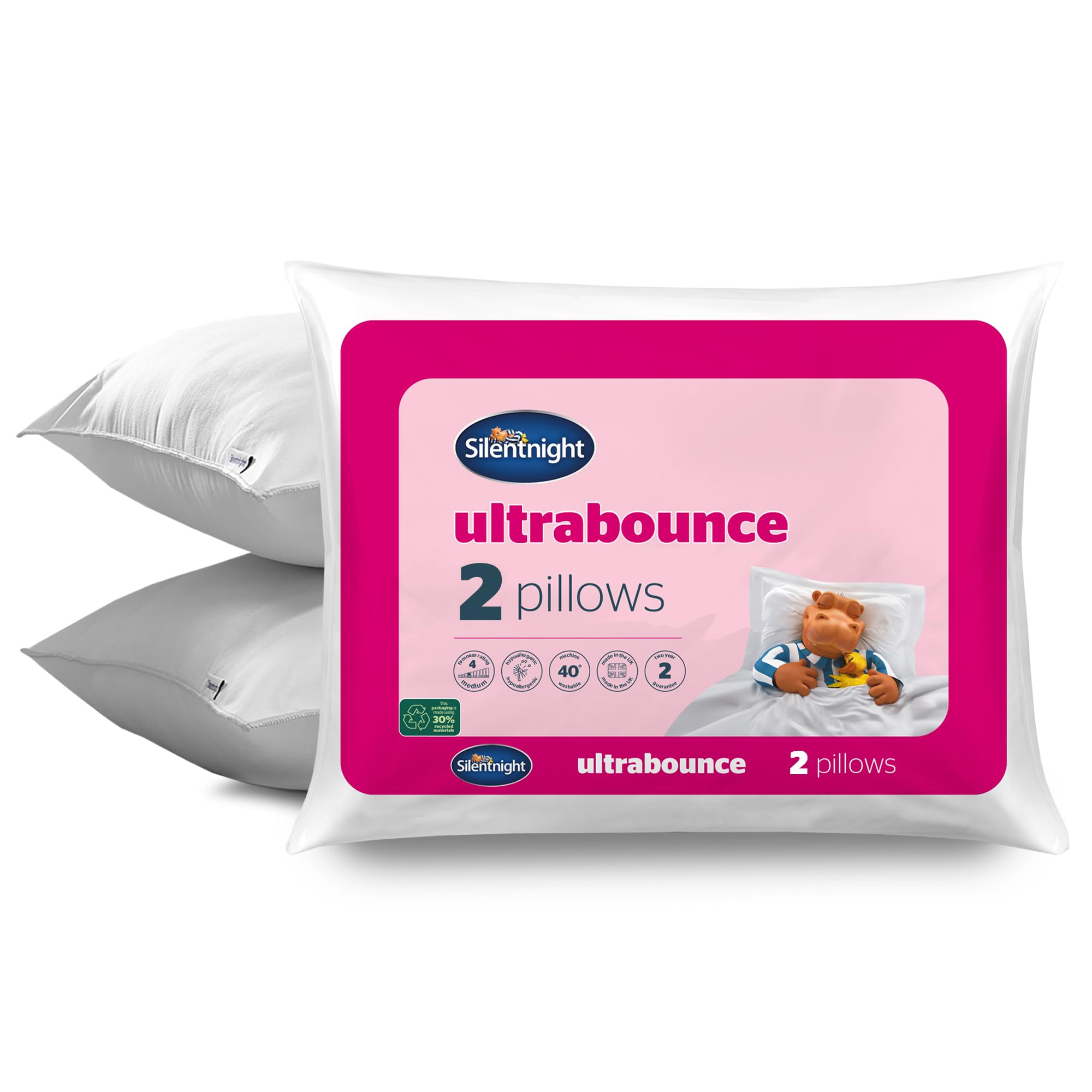 Silentnight Luxury Ultrabounce Pillows - Pack of 2 Soft/Medium Support | Hypoallergenic 1