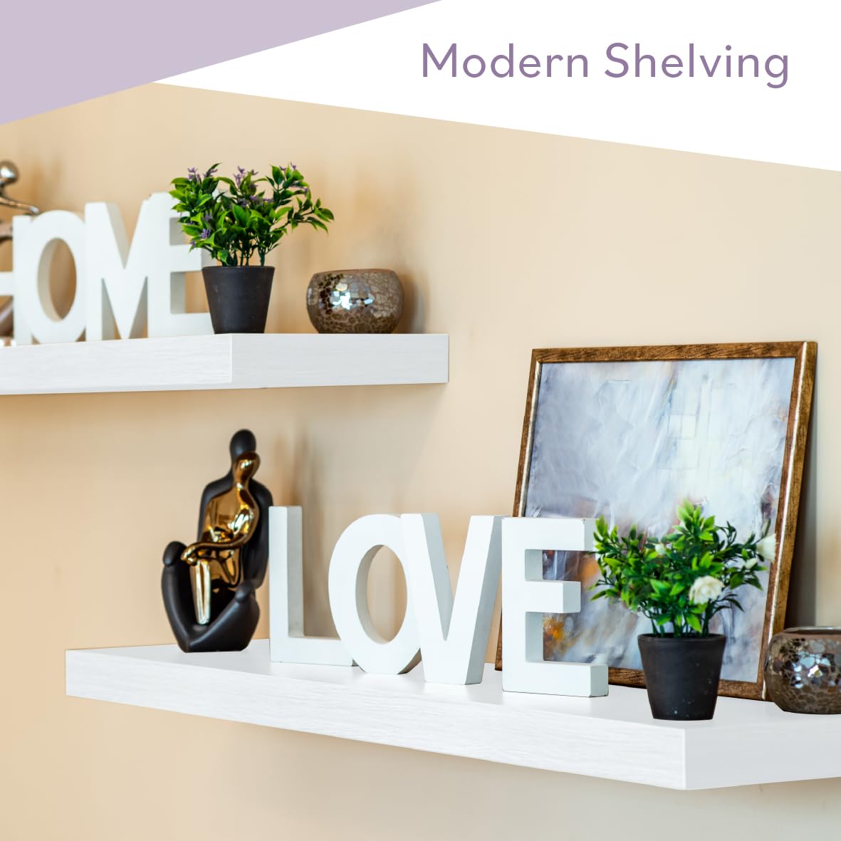 Anika Floating Wall Shelf - High Gloss White | 80cm x 23cm | 15KG Capacity 2