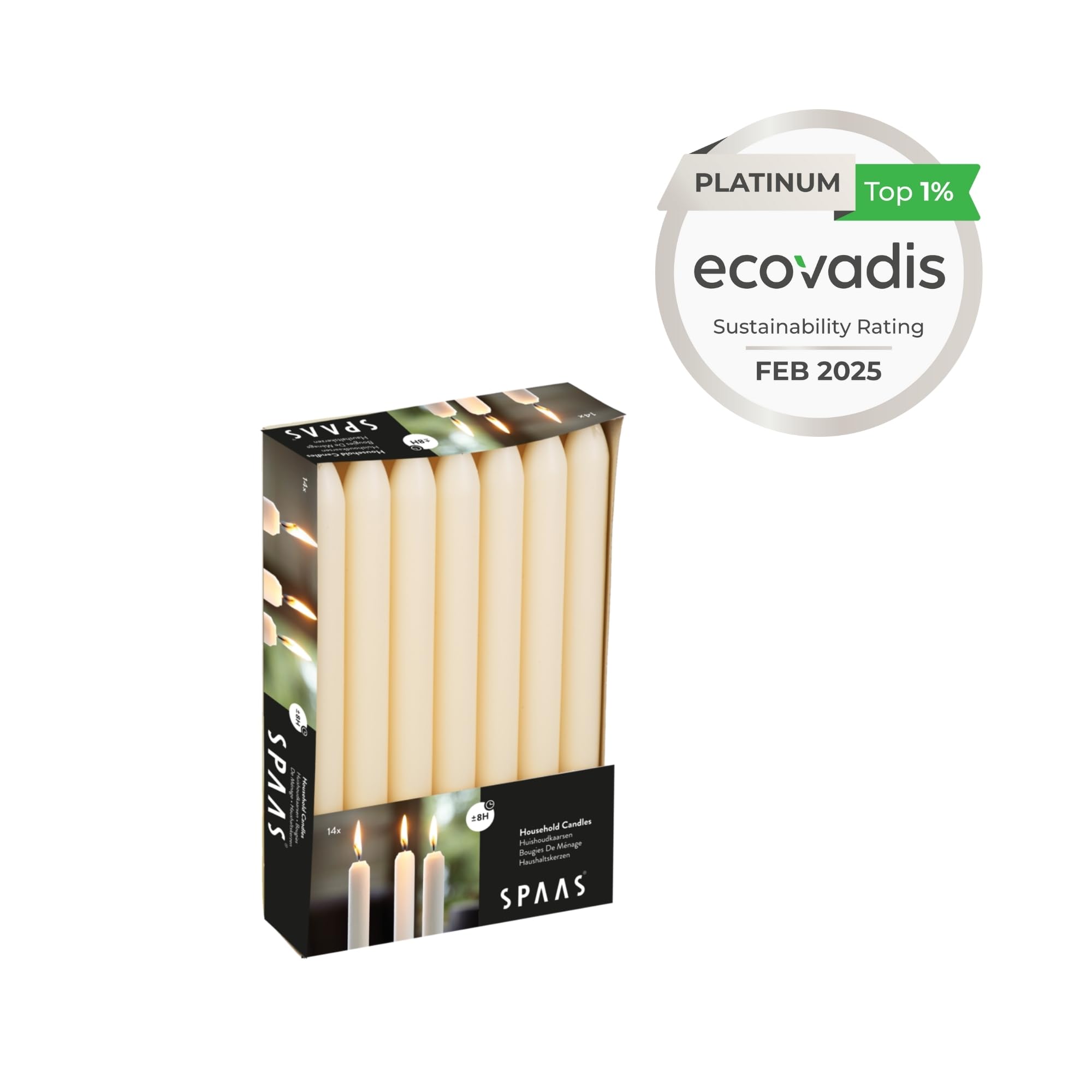 Spaas Unscented Tapered Dinner Candles - Ivory, 21mm x 220mm, 8 Hr Burn Time, 14 Pack 4
