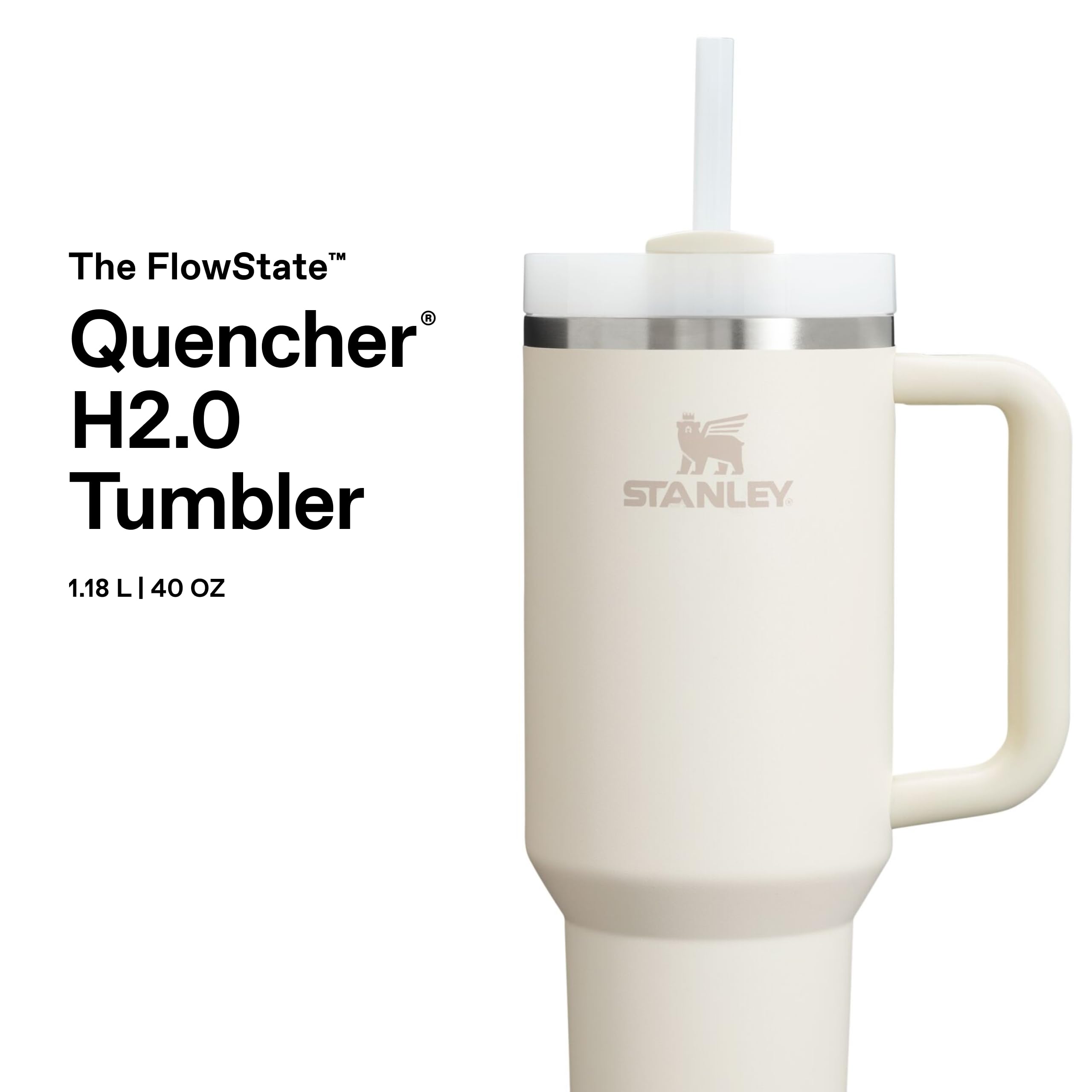 STANLEY 1913 Quencher H2.0 Flowstate Tumbler 1.2L - Cold 11 Hrs, Iced 48 Hrs | Cream 2.0 3