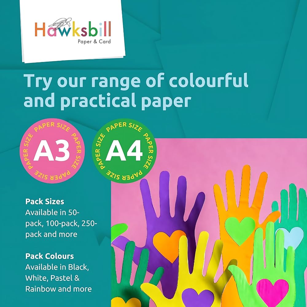 Hawksbill A3 Pastel Card 225GSM Rainbow Coloured Card | 50 Pack 7