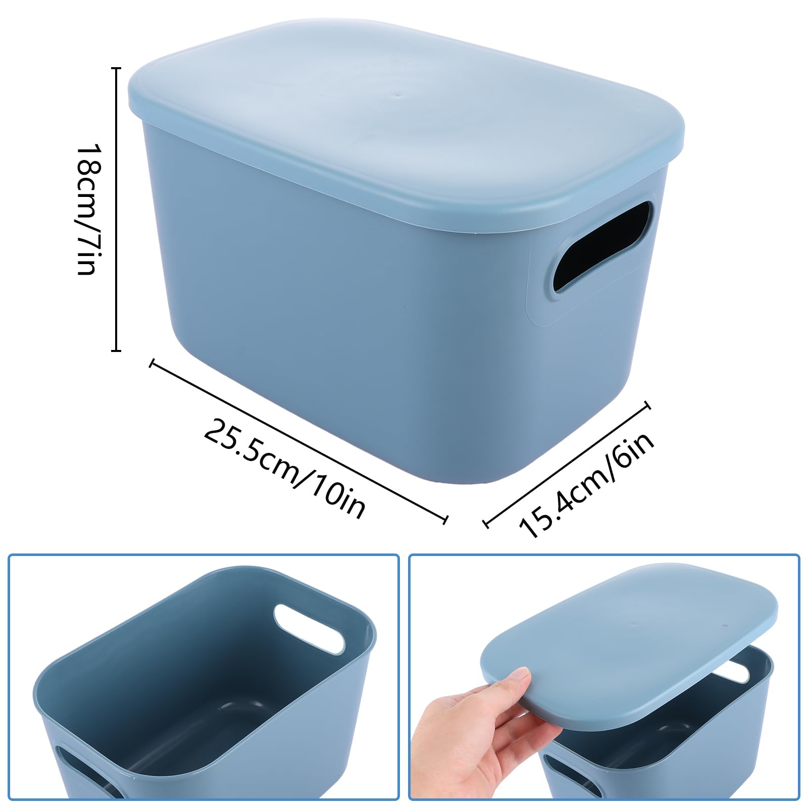 ASelected 4 Pcs Stackable Plastic Storage Boxes With Lids for Kitchen, Pantry, Toys, Office Supplies