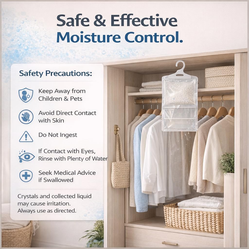 1ABOVE Hanging Wardrobe Dehumidifier Bags - 6 Pack | Moisture Absorber for Closets & Cabinets 7