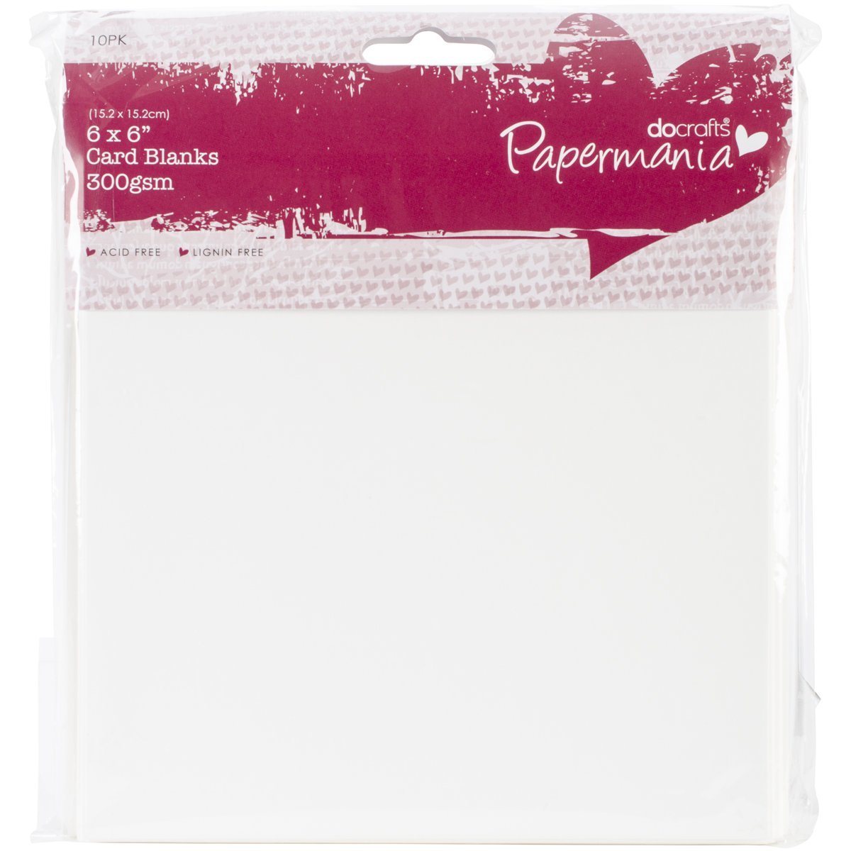 Papermania 6 x 6-inch Card Blanks and Envelopes - 300 GSM White Cardstock, Pack of 10 2