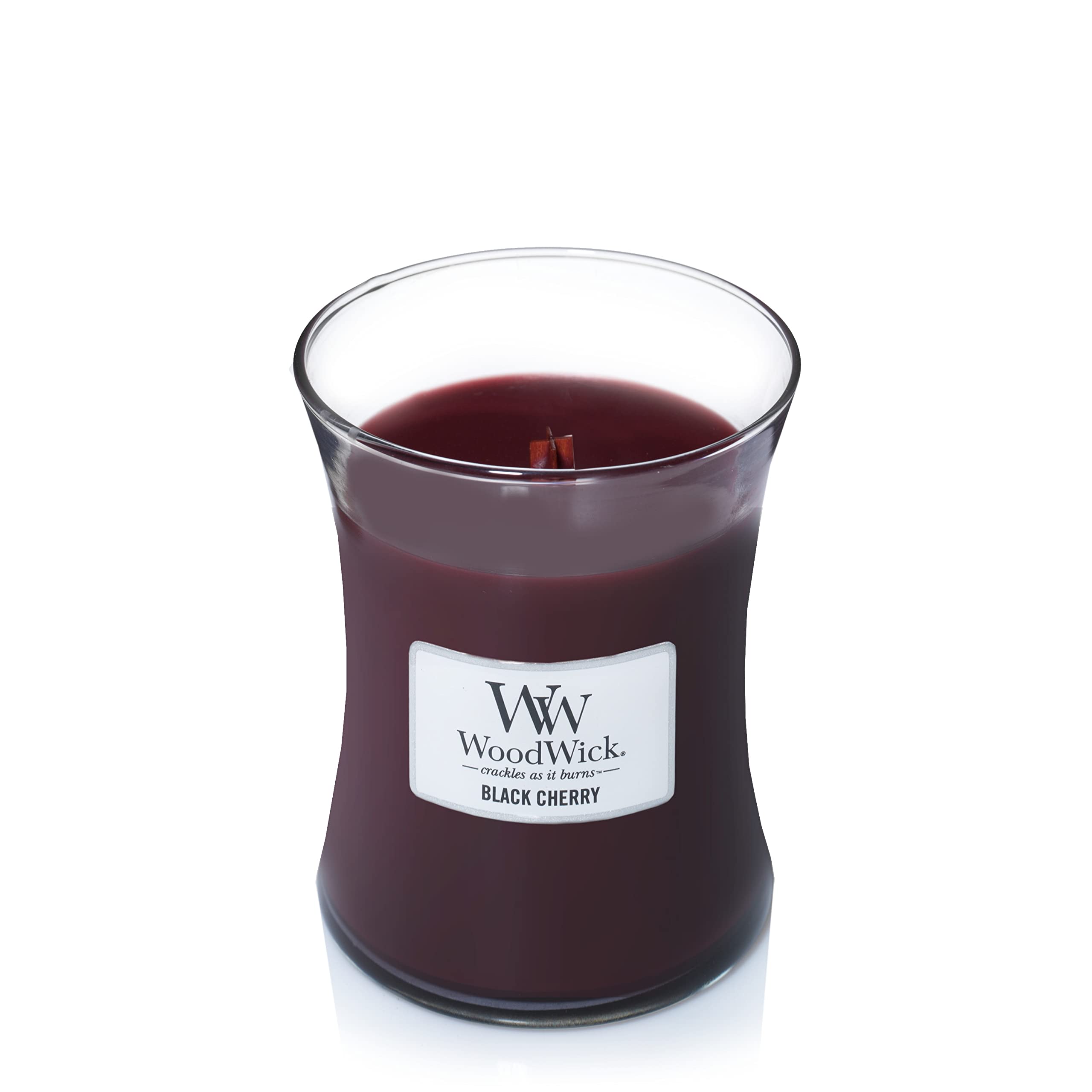 Woodwick Medium Hourglass Scented Candle - Black Cherry | Crackling Wick | Up to 60 Hours Burn Time