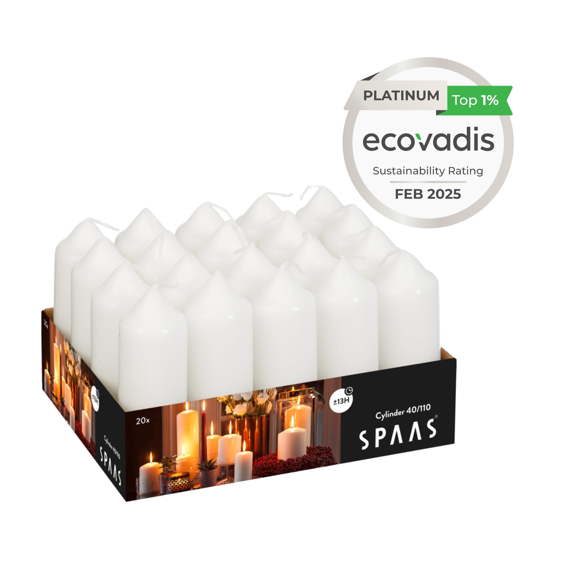 Spaas Unscented Pillar Candles - 20 Pack, 40mm x 110mm, 13 Hour Burn Time 3