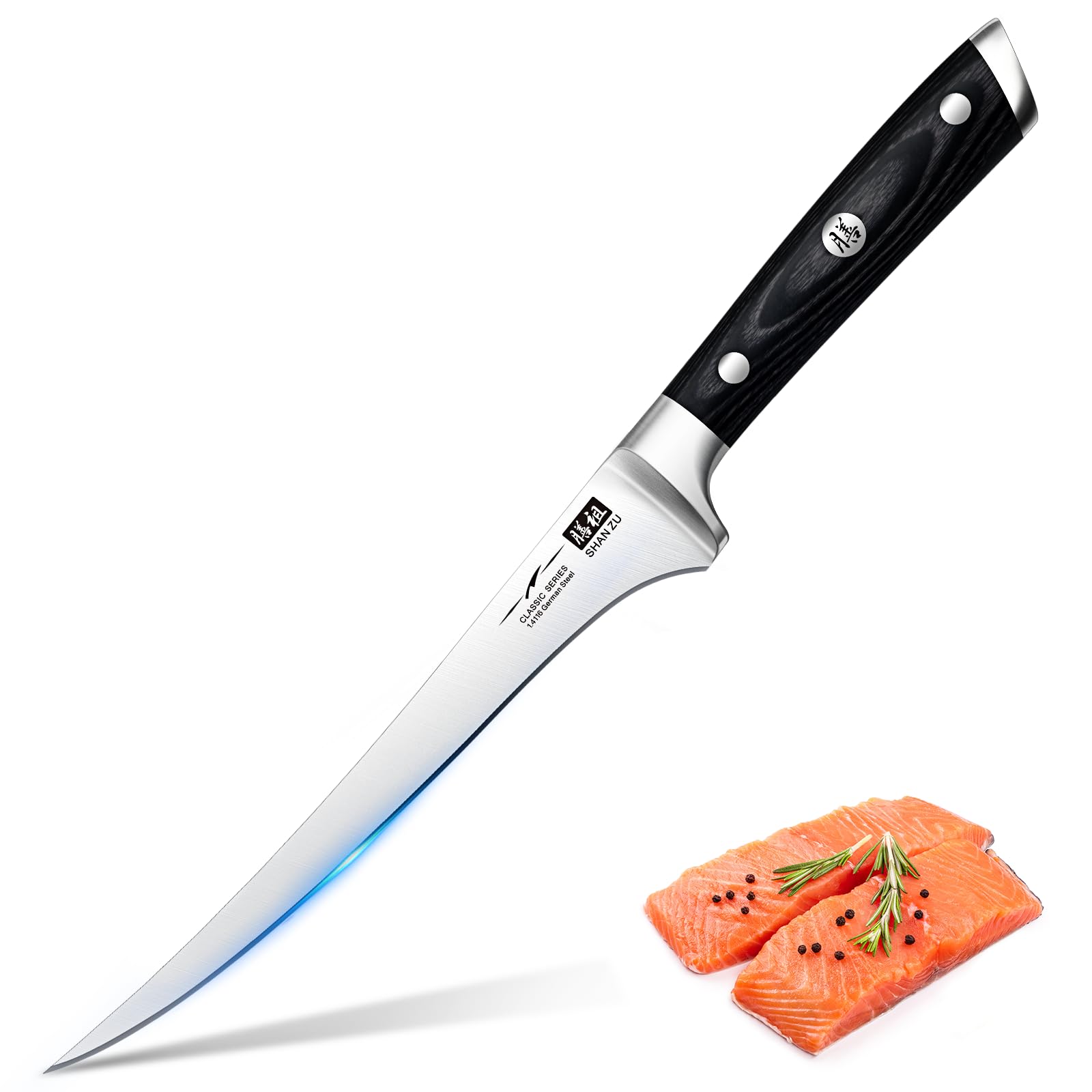 SHAN ZU 7 Inch Filleting Knife - Flexible Boning Knife with German Stainless Steel Blade | Lightweight 1