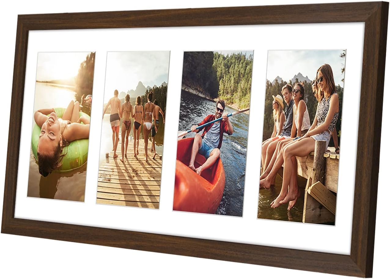 Americanflat 6x4 Collage Photo Frame - Signature Collection | Walnut Finish | Shatter-Resistant Glass 6